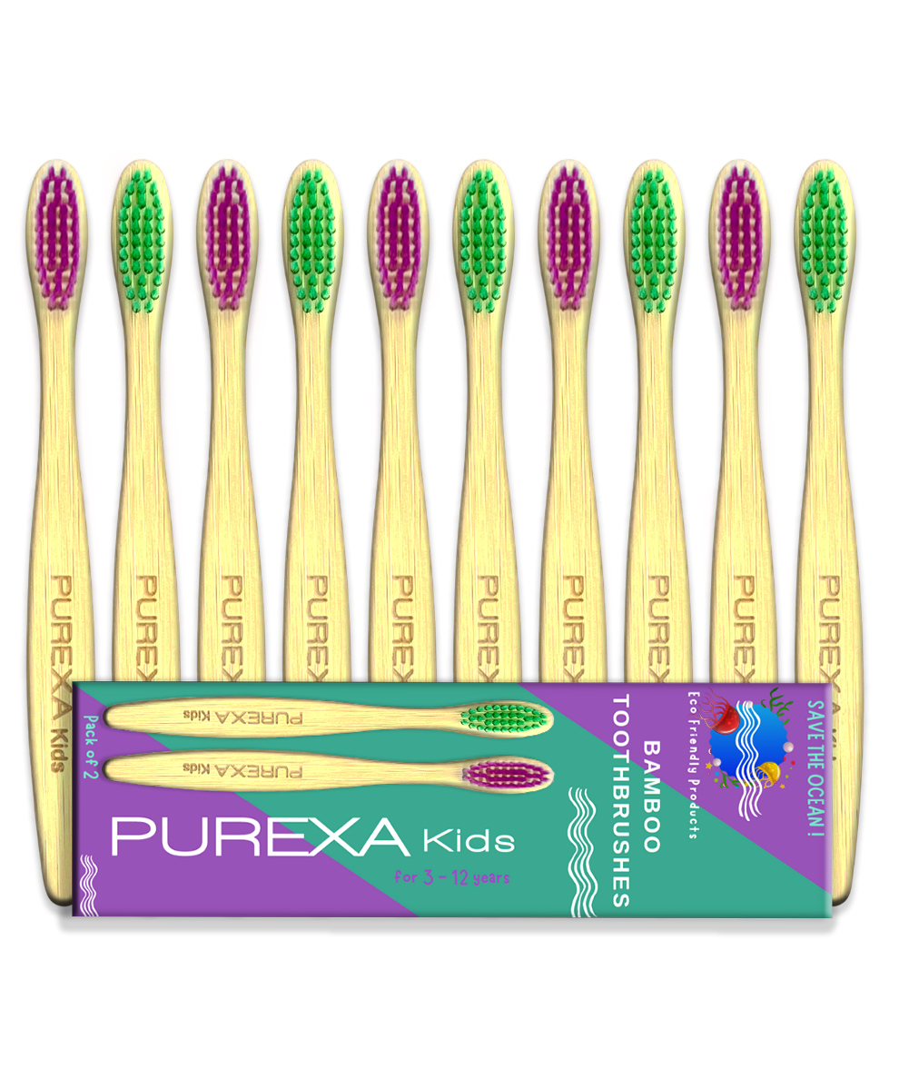 PUREXA Kids Bamboo Toothbrush Pack of 10 | bamboo toothbrush | soft toothbrush for kids | Easy Grip Handle | Antibacterial and Biodegradable | Eco-Friendly tooth brush for kids-picture-13