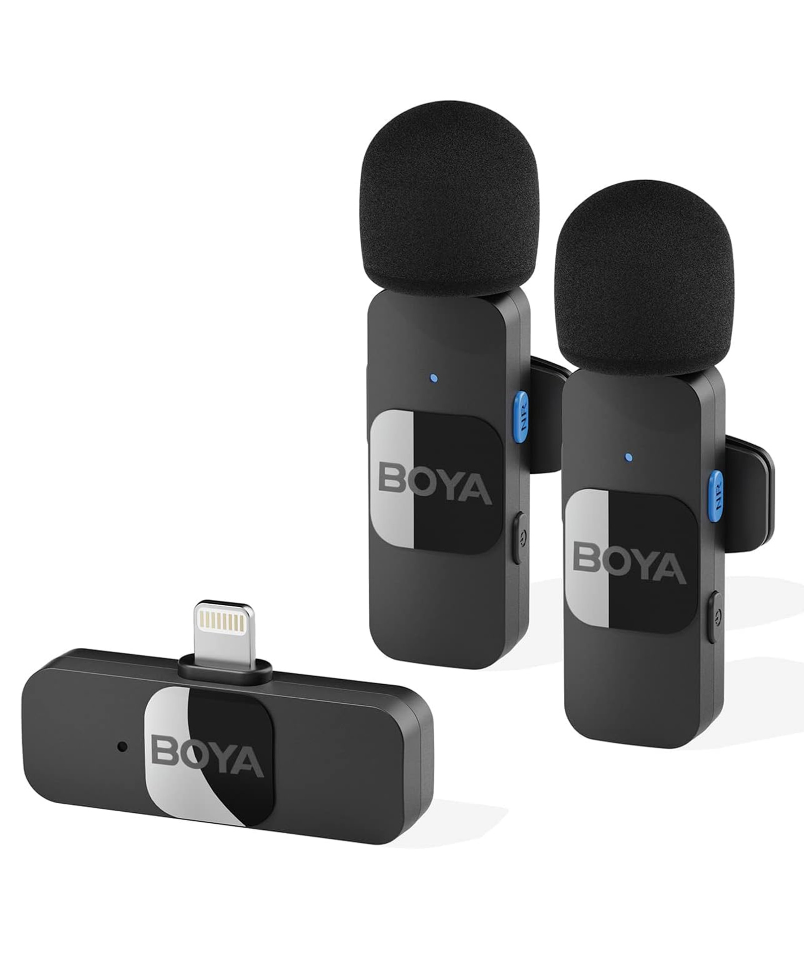 Boya BY-V2 2.4 ghz Omnidirectional Wireless Microphone System with 2 Transmitters & a Receiver for iOS Devices. MFI Certified. for Social Media, YouTube Content with Rechargeable Battery. 50 metres Range.-picture-5