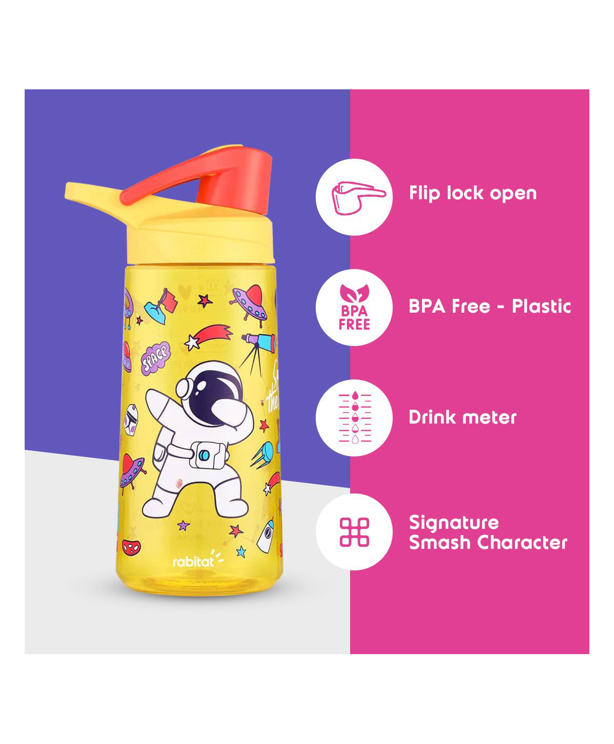 Rabitat Flip Lock Tritan Water Bottle Shyguy - 550 ml-image-30