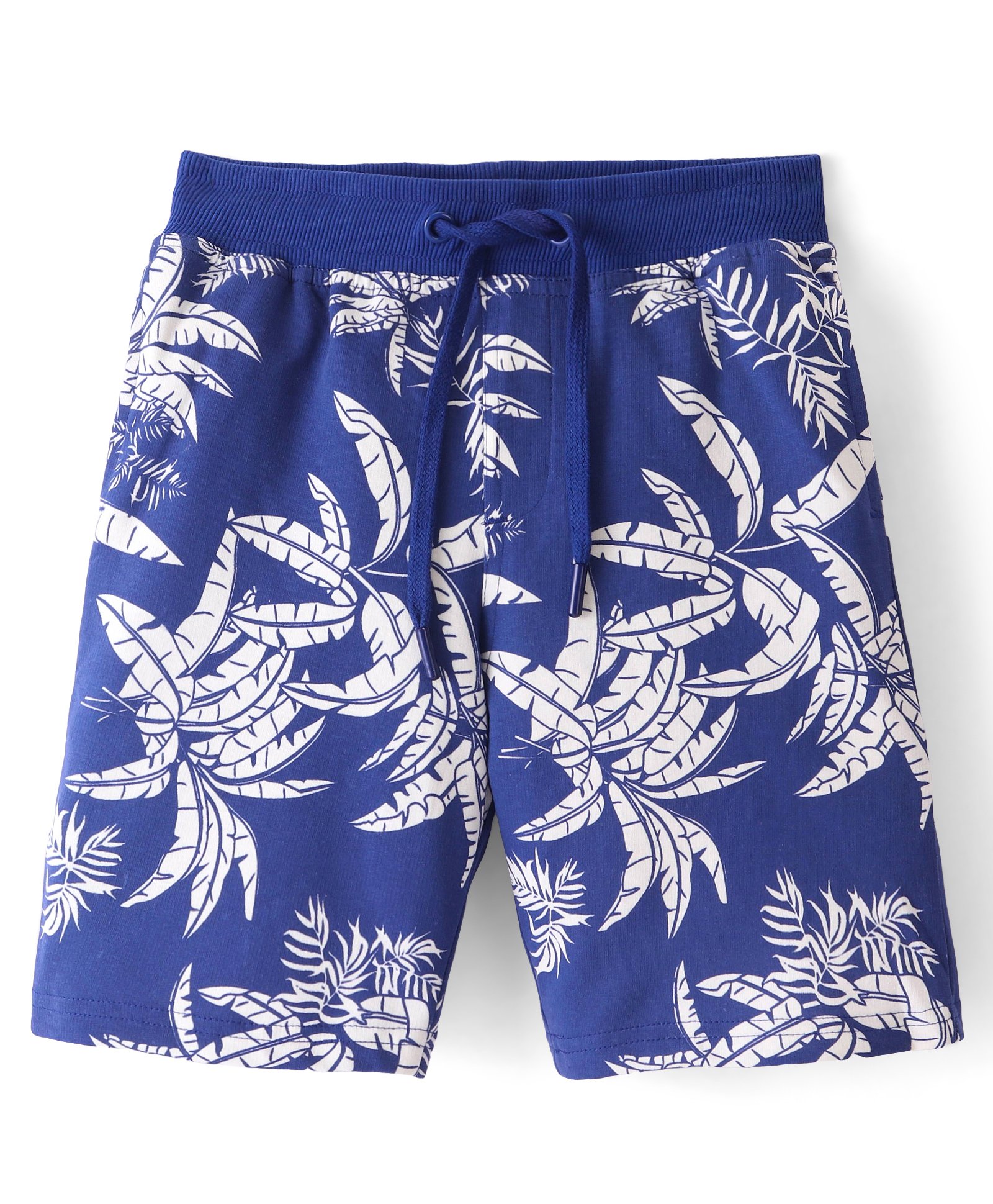 Pine Kids Terry Above Knee Length Shorts Trees Print - Blue-image-21