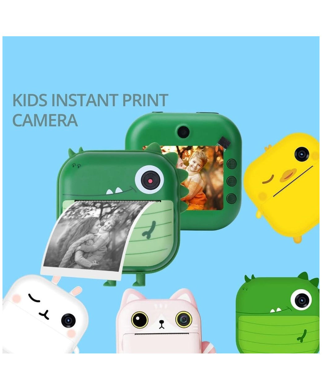 YAMAMA Wireless 2.4Inch 1200mAh 48 MP Dual Cartoon Mini Camera Toys For Kids Instant Printing Digital Camera For Kids 1080P HD Children's Digital Photographic Thermal Printer Camcorder Birthday Gift For Kids  Design And Color May Vary-picture-11