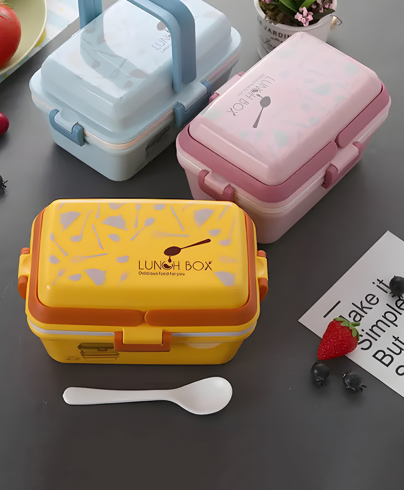 YAMAMA Double Layer Bento Lunch Box For Kids Thermal Insulation Double Layer 1200 ml  (Pack of 1  Color And Design May Vary)-image-47