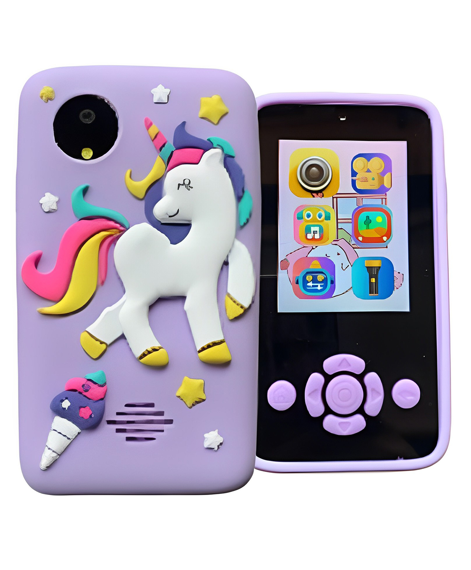 Happy Hues Kids Smartphone Toy with MP3 Music Player- Dual Camera for Selfies- in Built Games-2.4 inch Screen 8MP Camera Toys for Kids- Unicorn Purple-picture-12