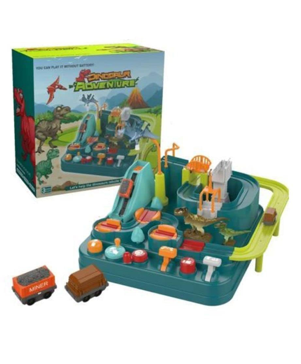 Happy Hues Dinosaur Adventure Race Car/Train Track Toys for Toddlers/Kids  6 Challenge Levels- Educational Rail Car Toys for Kids-image-42
