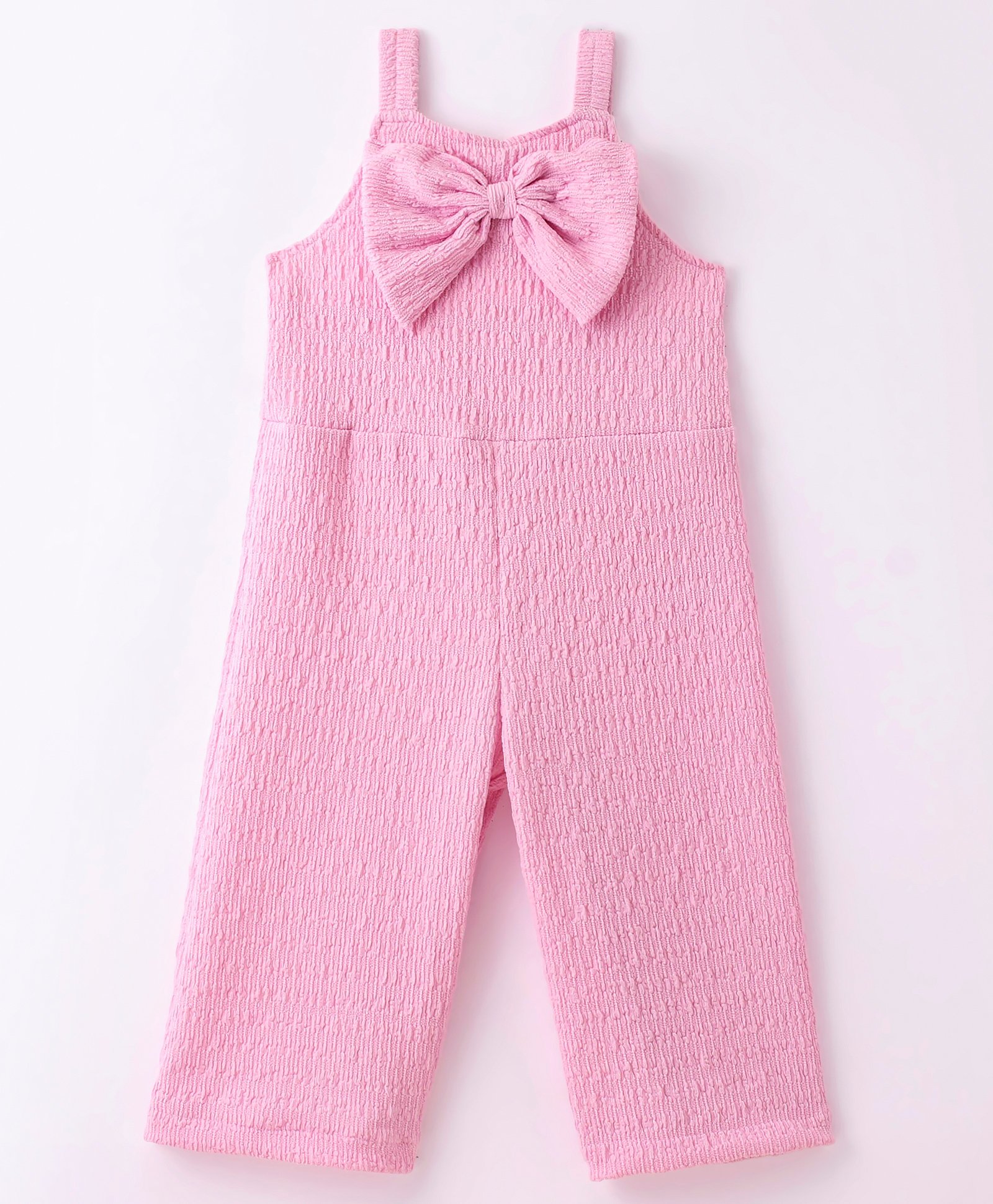 Little Kangaroos Georgette Knit Sleeveless Jumpsuit with Bow Applique - Baby Pink-picture-14