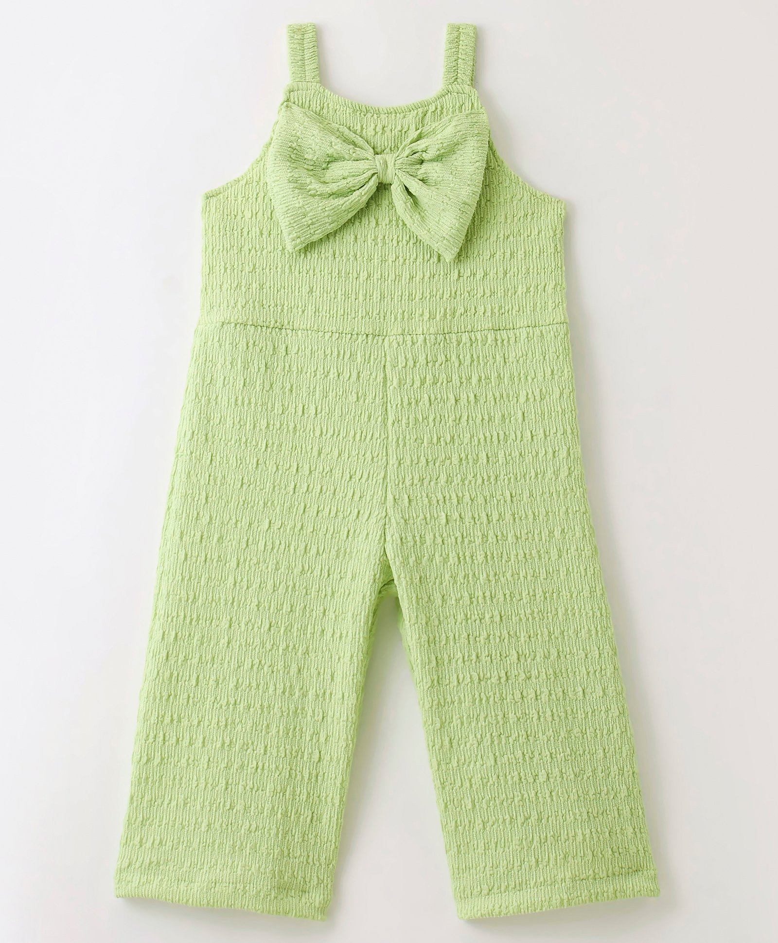 Little Kangaroos Georgette Knit Sleeveless Jumpsuit with Bow Applique - Pista Green-image-47
