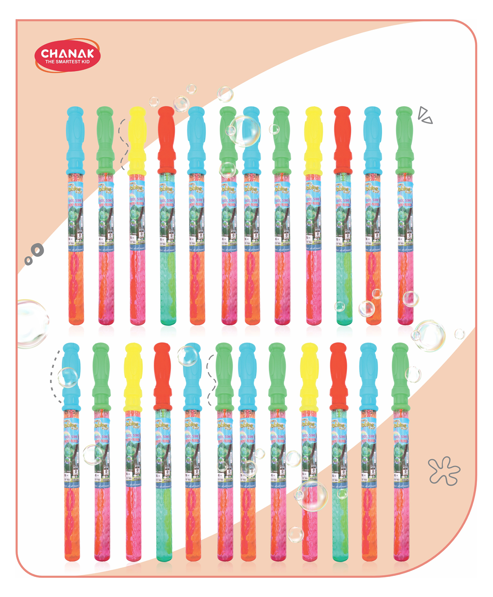 Aditi Toys Bubble Solution Colorful Bubble Blaster Long Stick With Wand Set 24Pcs For Kids - Boys And Girls Outdoor & Indoor Activities Bis Approved (24 Colorful Wands)-image-10