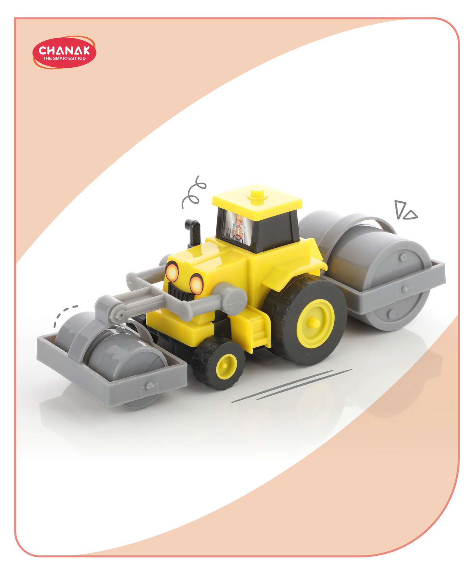 Aditi Toys Plastic Construction Vehicles Set Toy For Kids Friction Power Toys Set For Boys Road Roller, Bulldozer Digger Tractor Cement Steamroller Crane Sandbox Truck Toy (Road Roller)-image-28