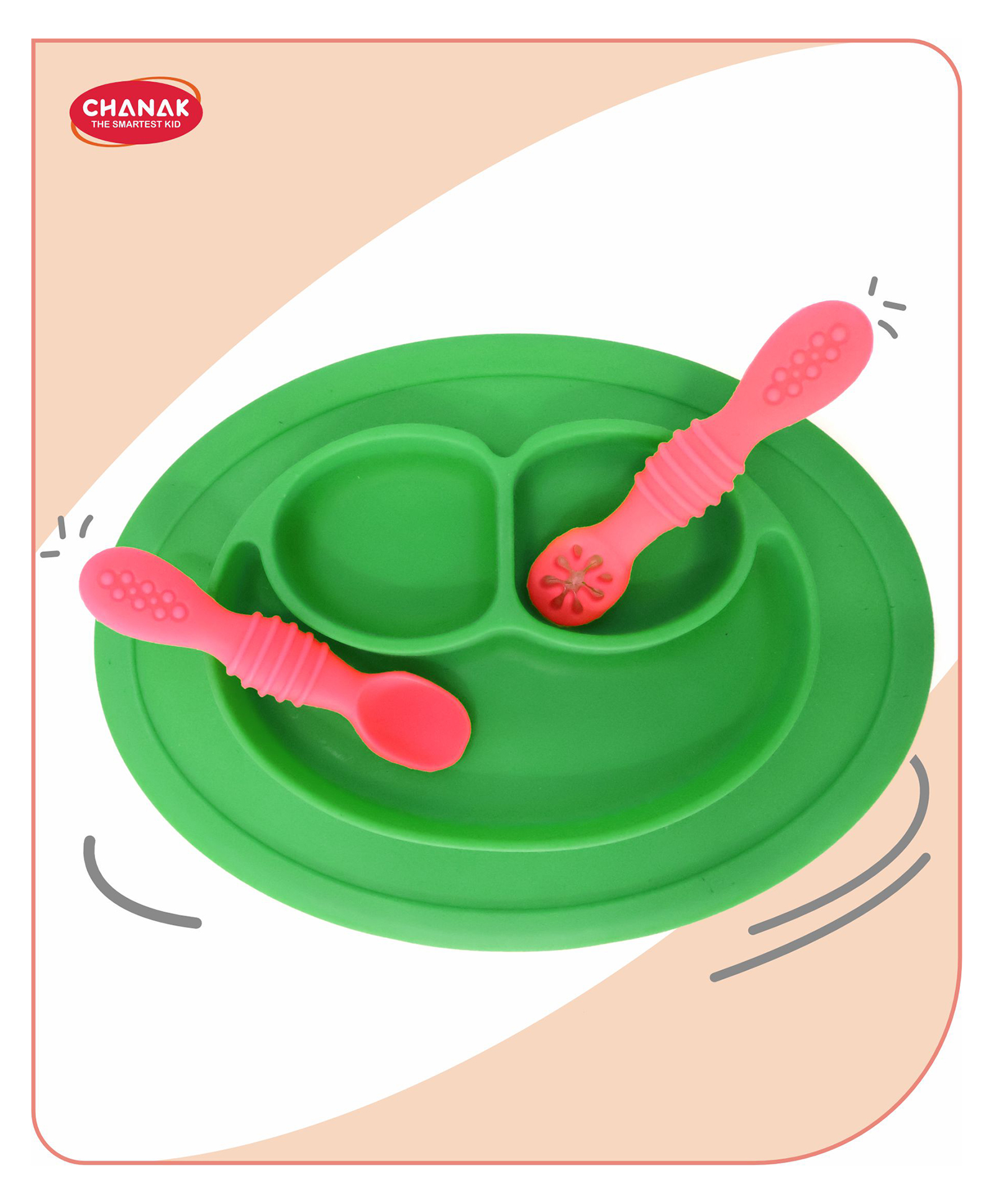 Aditi Toys Oval Baby Food Tray, Silicon Food Plate With Multiple Compartments & Two Spoons Silicone Plate For Feeding Baby, Easy To Clean Silicon Plate Microwave & Dishwasher Safe - Dark Green-image-23