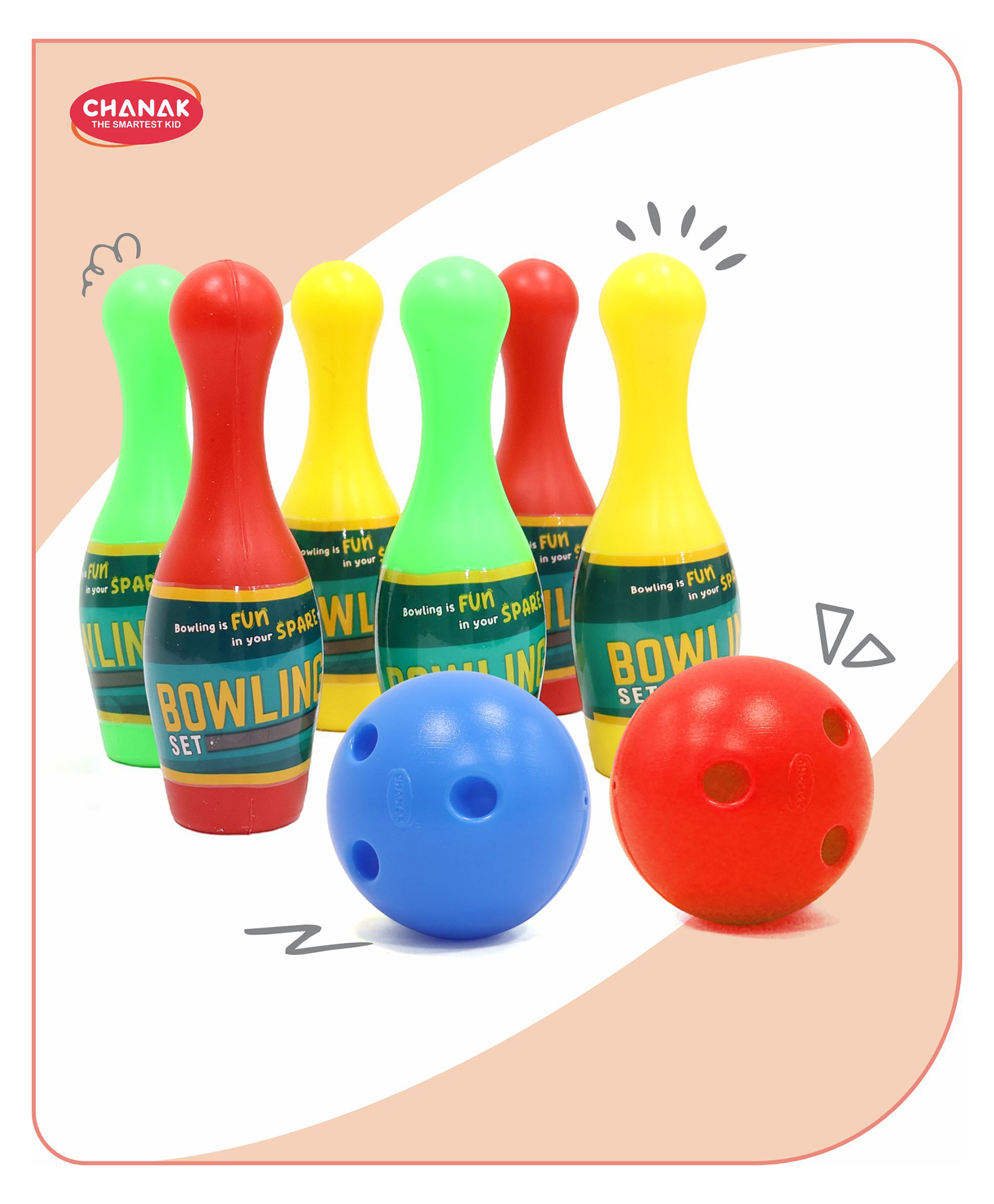 Aditi Toys Plastic Bowling Game Set with 6 Pin and 2 Ball Multicolor-image-32