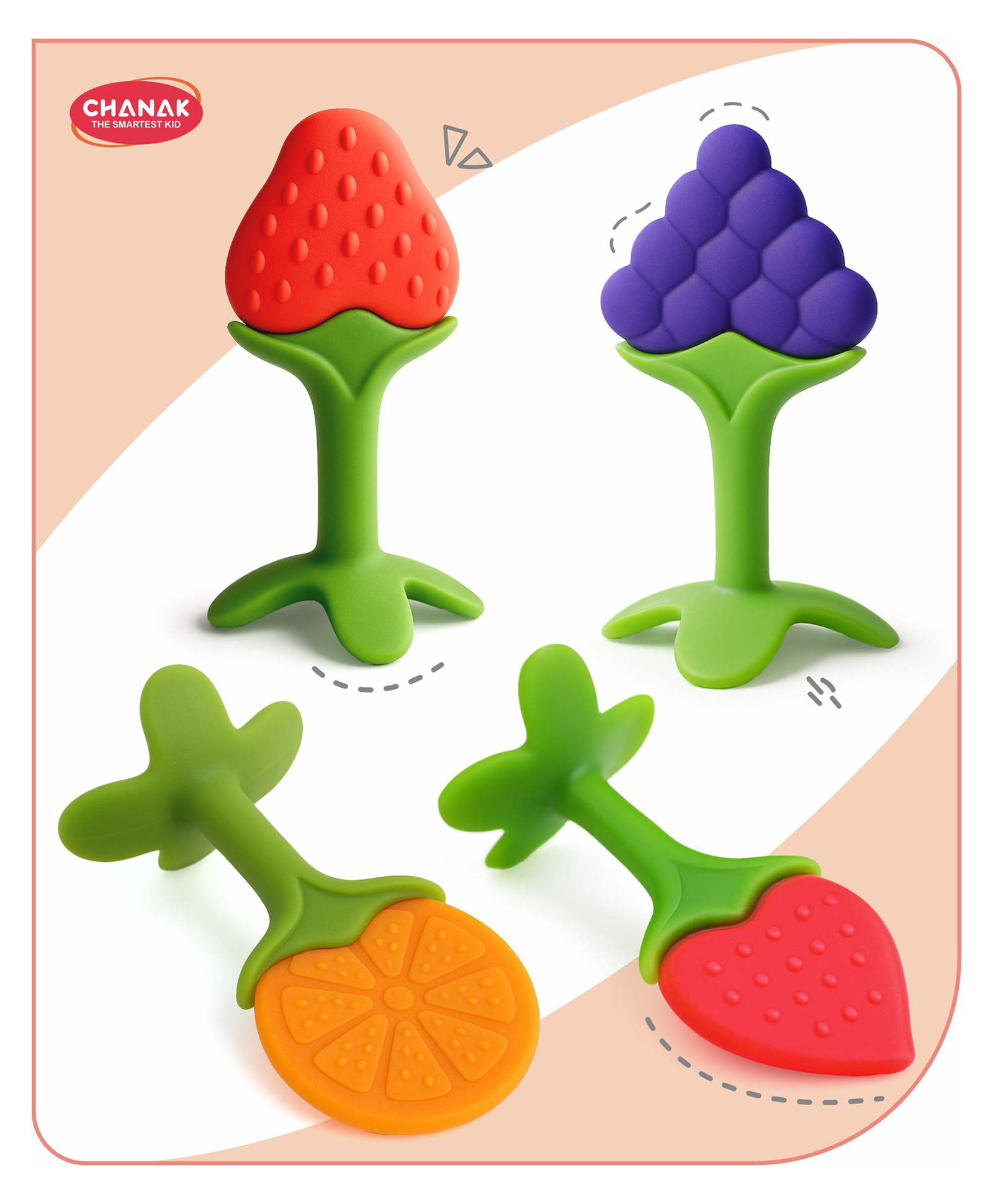 Aditi Toys Baby Silicone Teether, Fruit Teether For Toddlers,100% Food Grade Silicone Teether, Non-Toxic & Latex Free Suitable For Kids Above 6 Months, Bis Approved. (Orange & Red & Blue & Pink)-image-35
