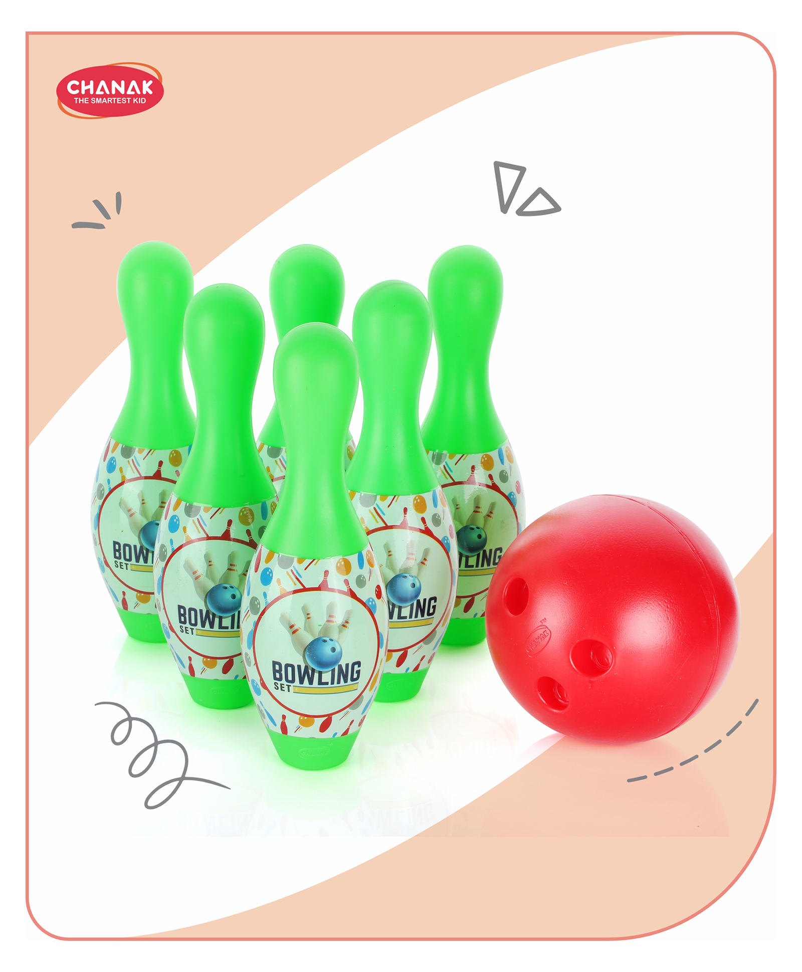 Aditi Toys Plastic Big Bowling Game Set With 6 Pin And 1 Ball, Multicolor Bowling Set For Indoor & Outdoor Play, Non-Toxic Bowling Game, Suitable For Kids Above 3 Years, Bis Approved (Green)-image-19