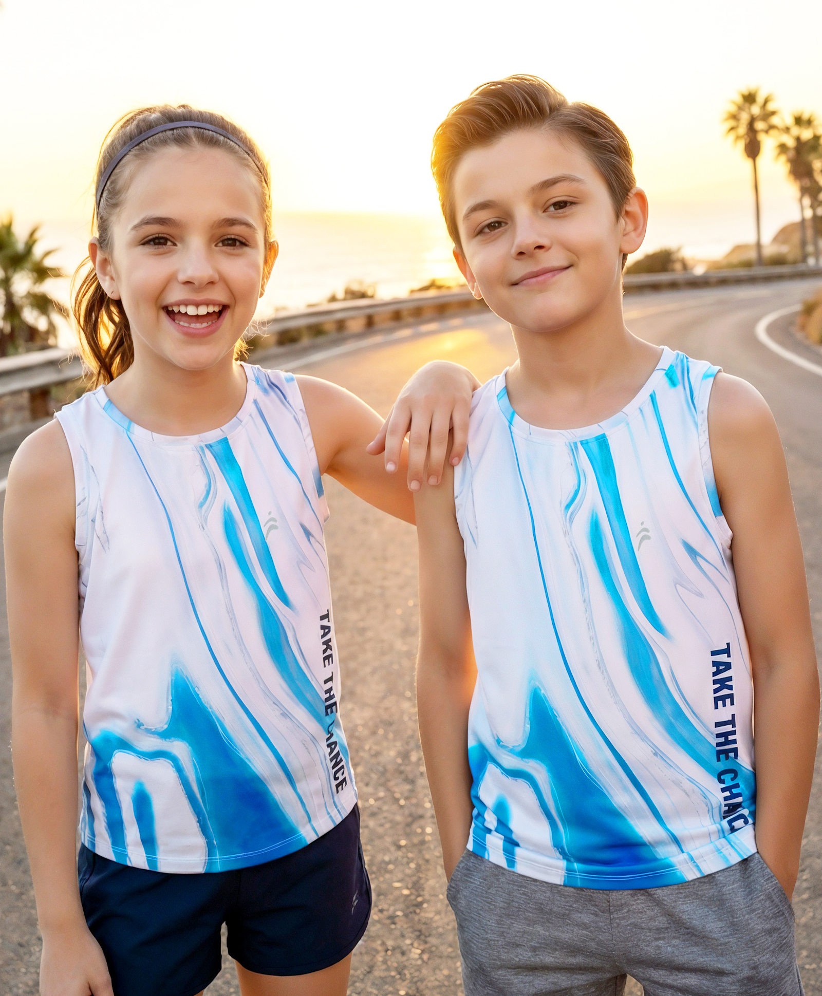 Pine Active Sleeveless High Stretch T-Shirt Marble Print - White-picture-25