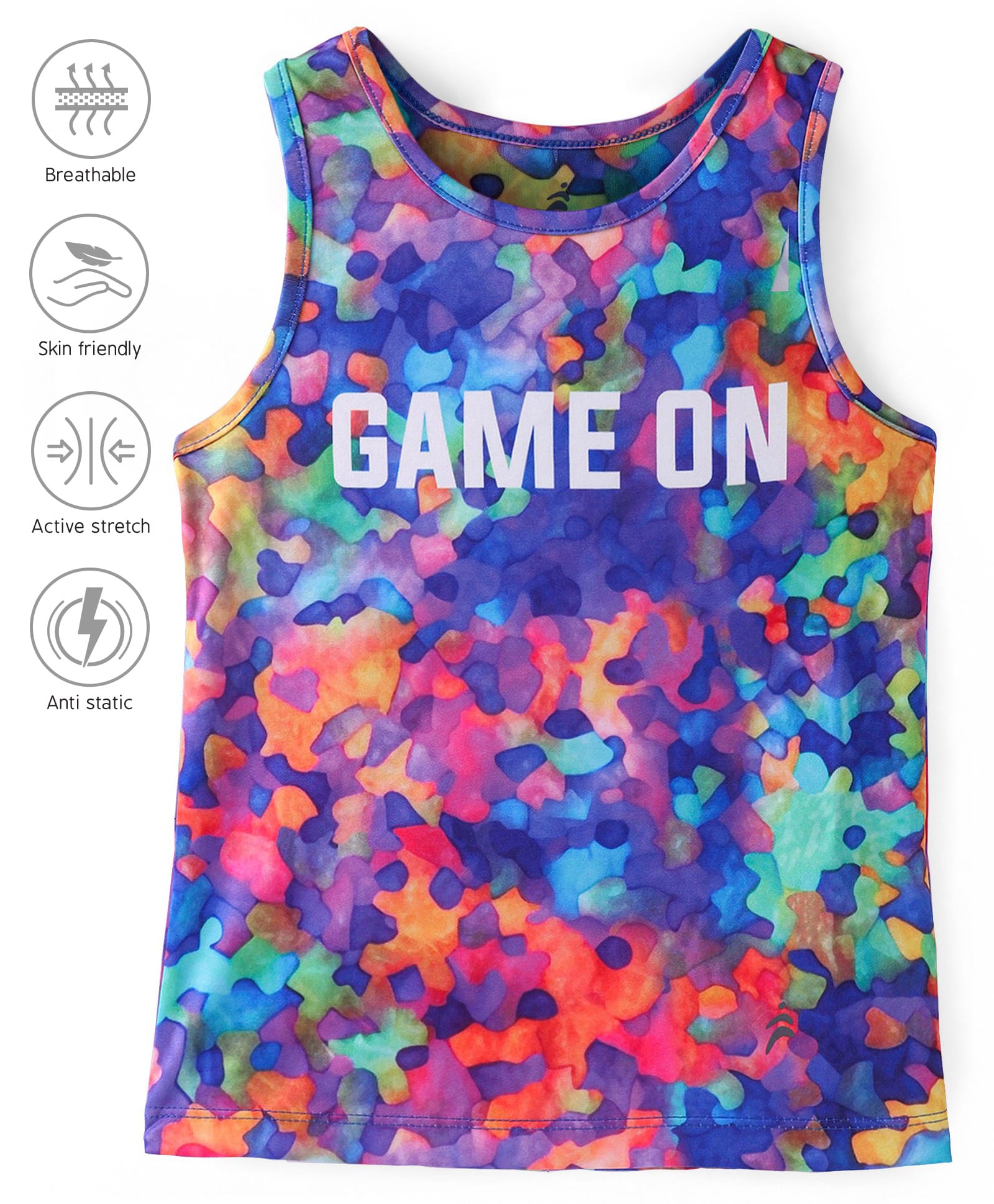 Pine Active Sleeveless High Stretch T-Shirt Text & Abstract Print - Multicolour-picture-31