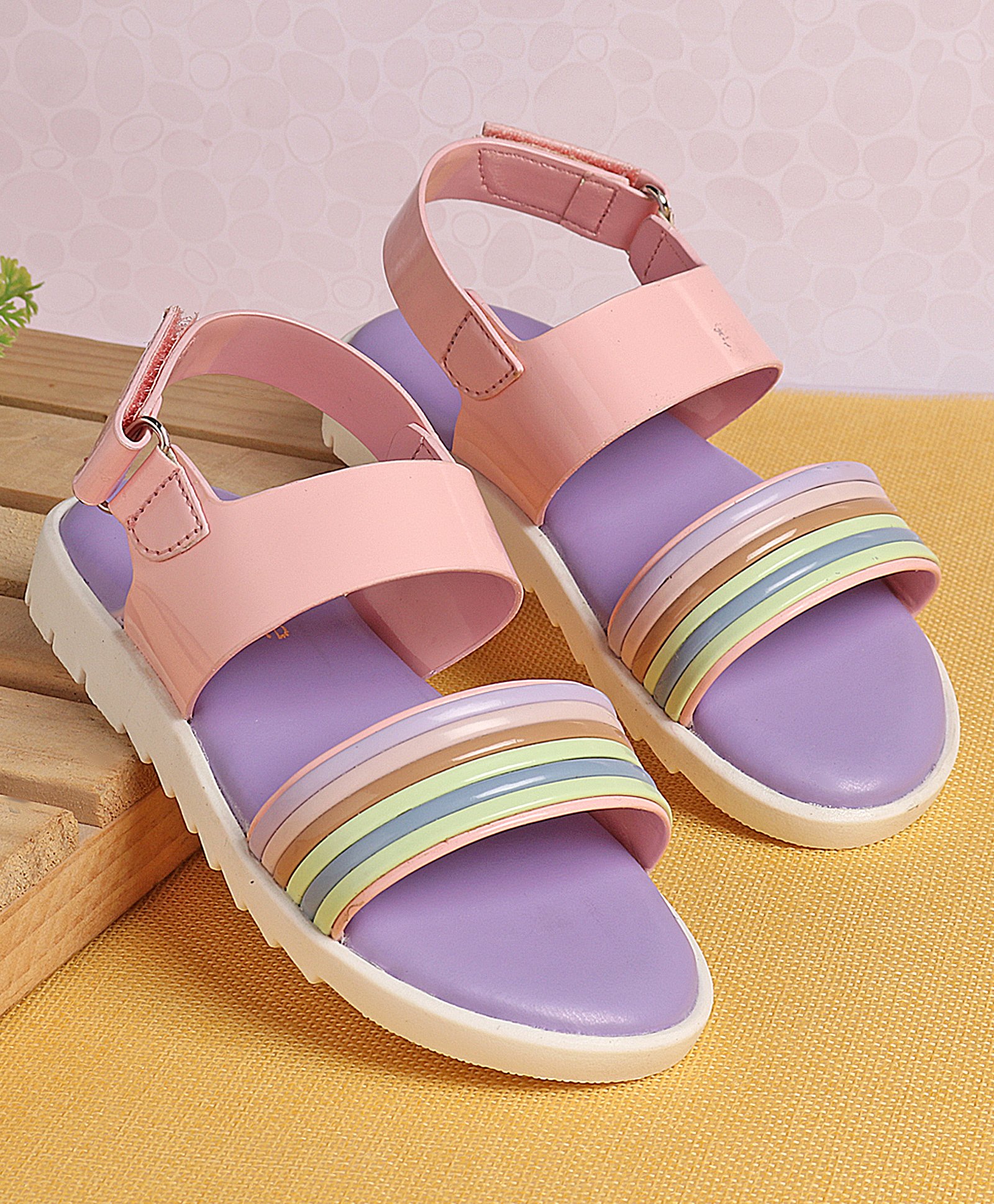 Babyoye Party Sandals with Velcro Closure - Purple-picture-19