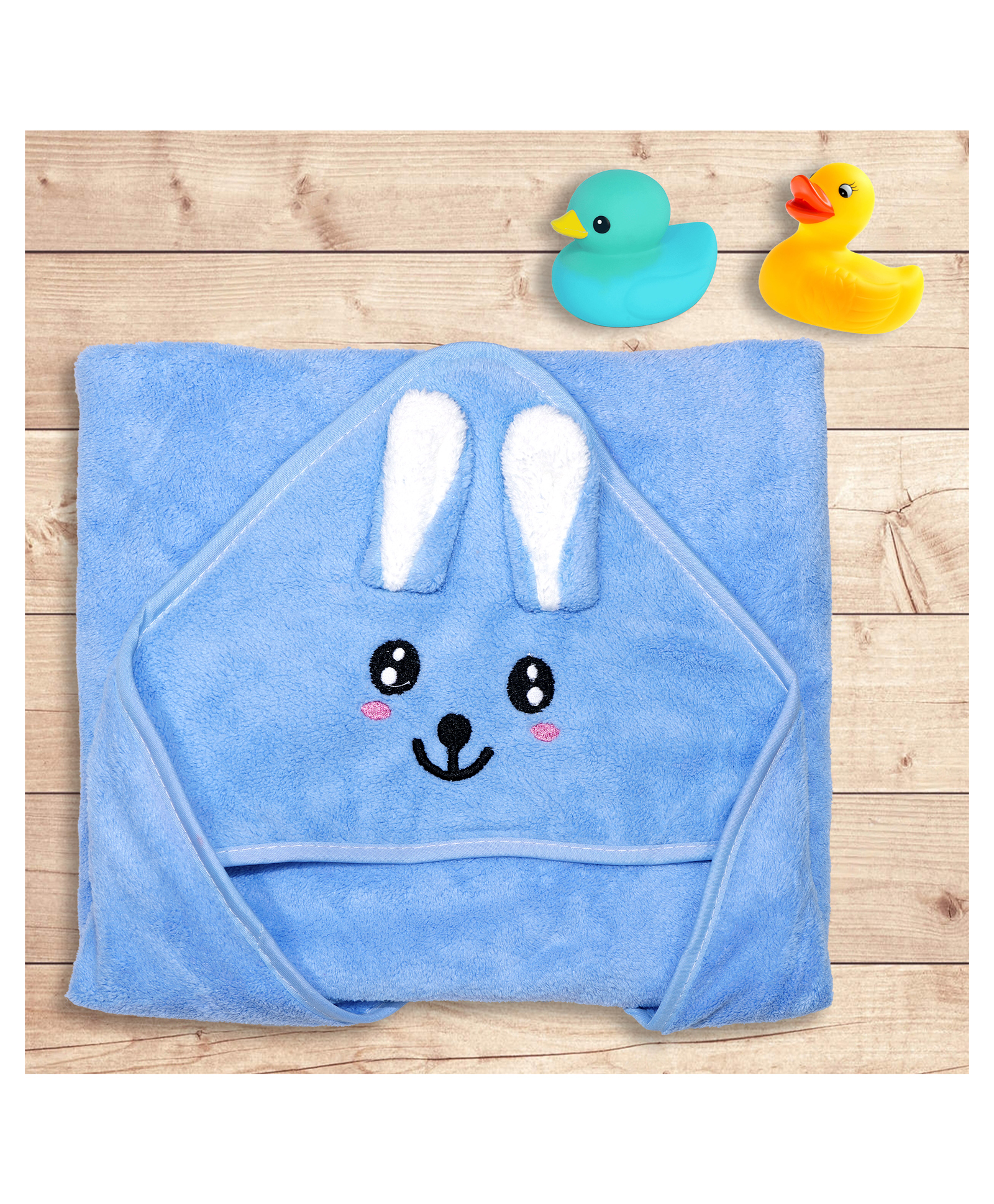 LittleBoo baby  Hooded Towel with Teddy Design 70x70 cm - Blue