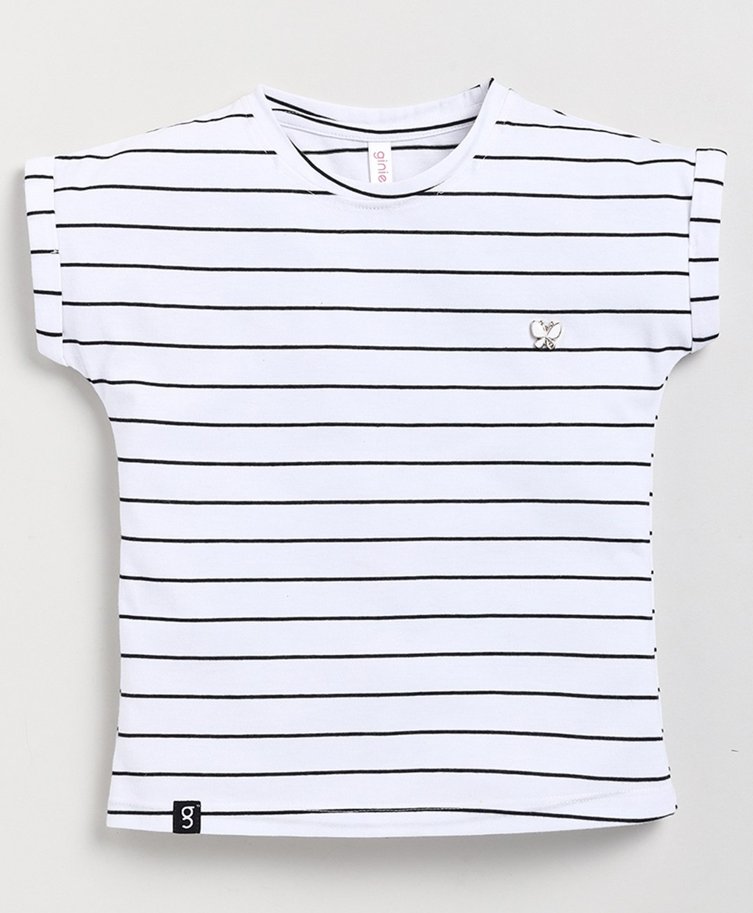 giniekids Half Sleeves Striped Top - White-picture-13