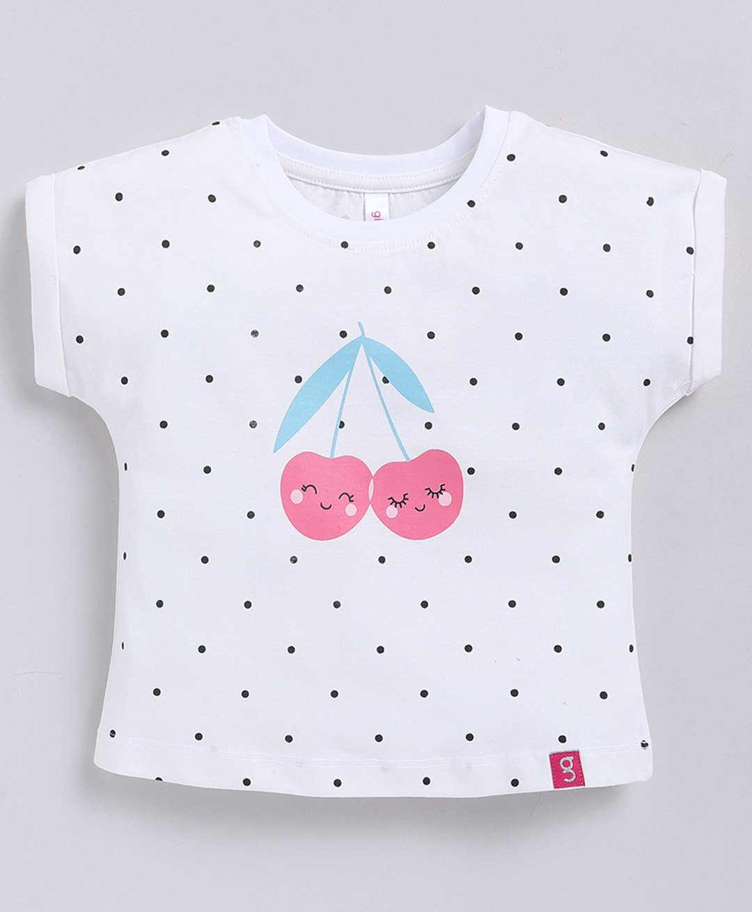 giniekids Half Sleeves Fruits & Polka Dots Printed Top - Off White-picture-28