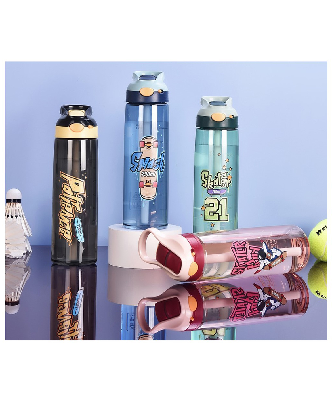 YAMAMA Tritan Water Bottle Anti-Leak Spill-Proof Bottle with Sipper BPA-Free for Kids And Adults 790ML  Color May Vary-image-21