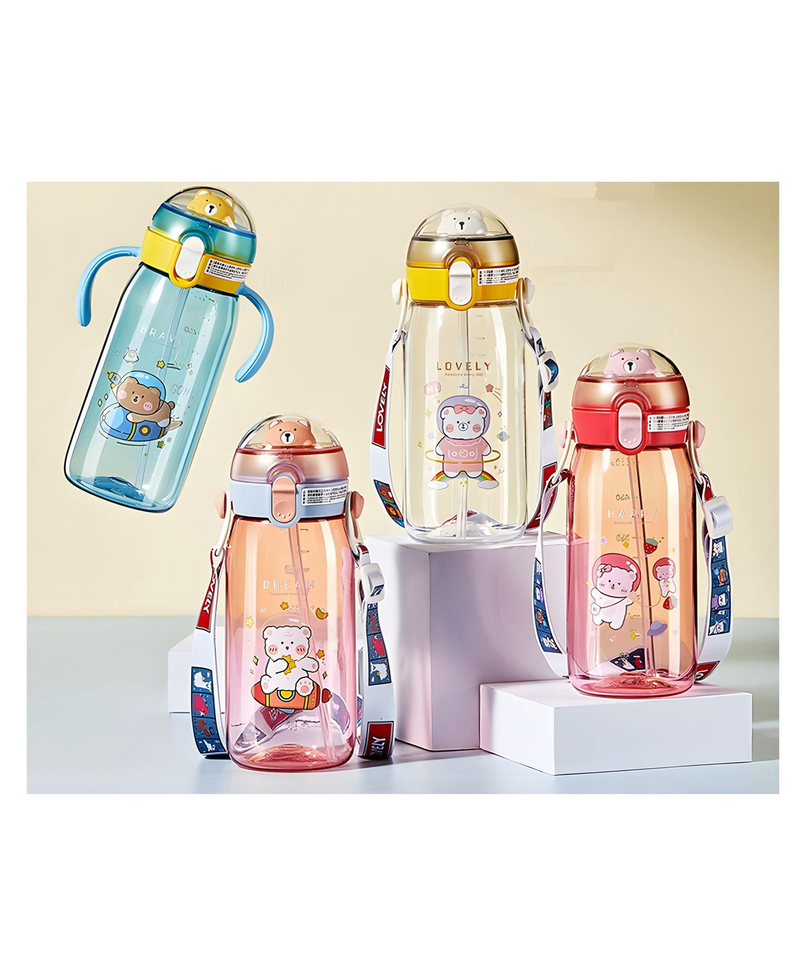 YAMAMA Cute Bear Design Water Bottle BPA-Free for Kids 550 ml  Color May Vary-picture-17