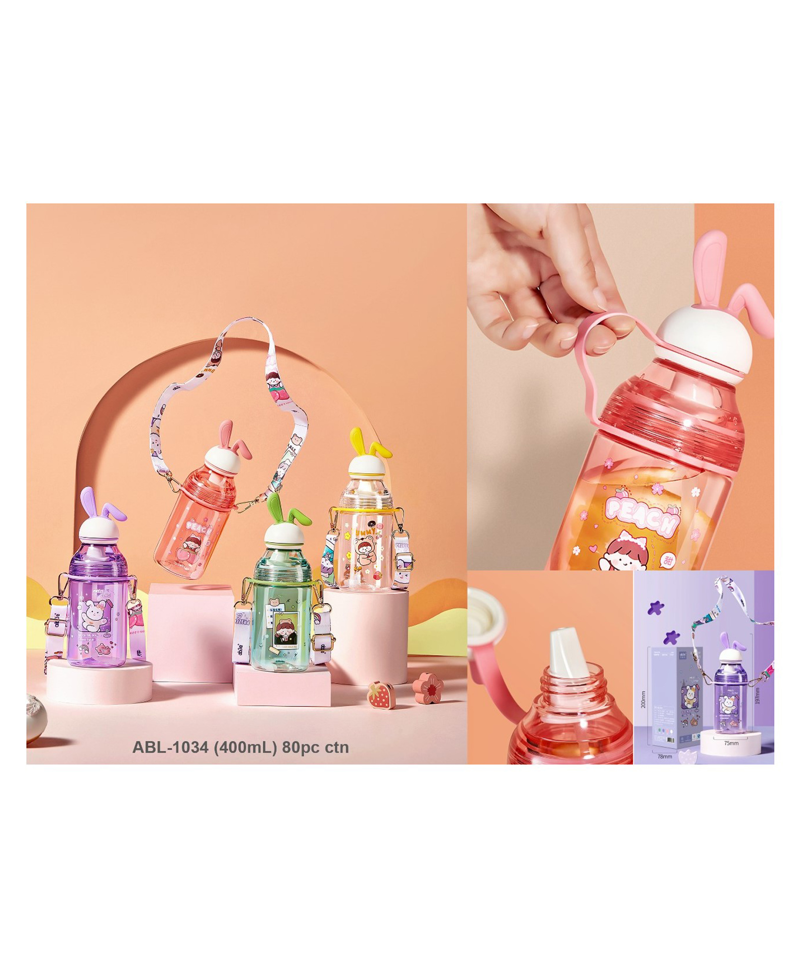 YAMAMA Cute Kawai Design Water Bottle BPA-Free for Kids And Adults 400 ml  Color May Vary-picture-18