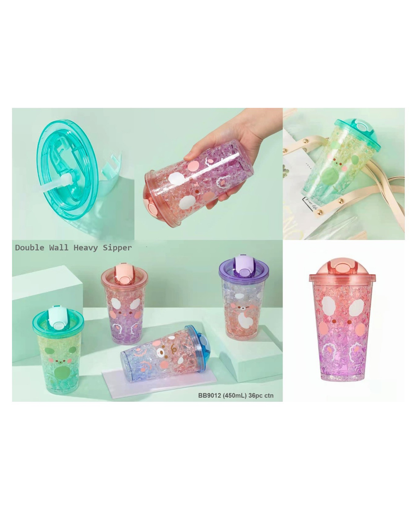 YAMAMA Double Wall Heavy Sipper Water Bottle BPA Free Drinking Bottle for Kids And Adults 450 ml  Color May Vary-image-48