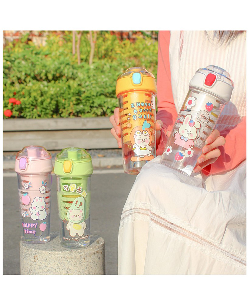 YAMAMA Cute Unique Design Double Wall Heavy Sipper Water Bottle BPA Free Drinking Bottle for Kids And Adults 520 ML  Color May Vary-picture-27