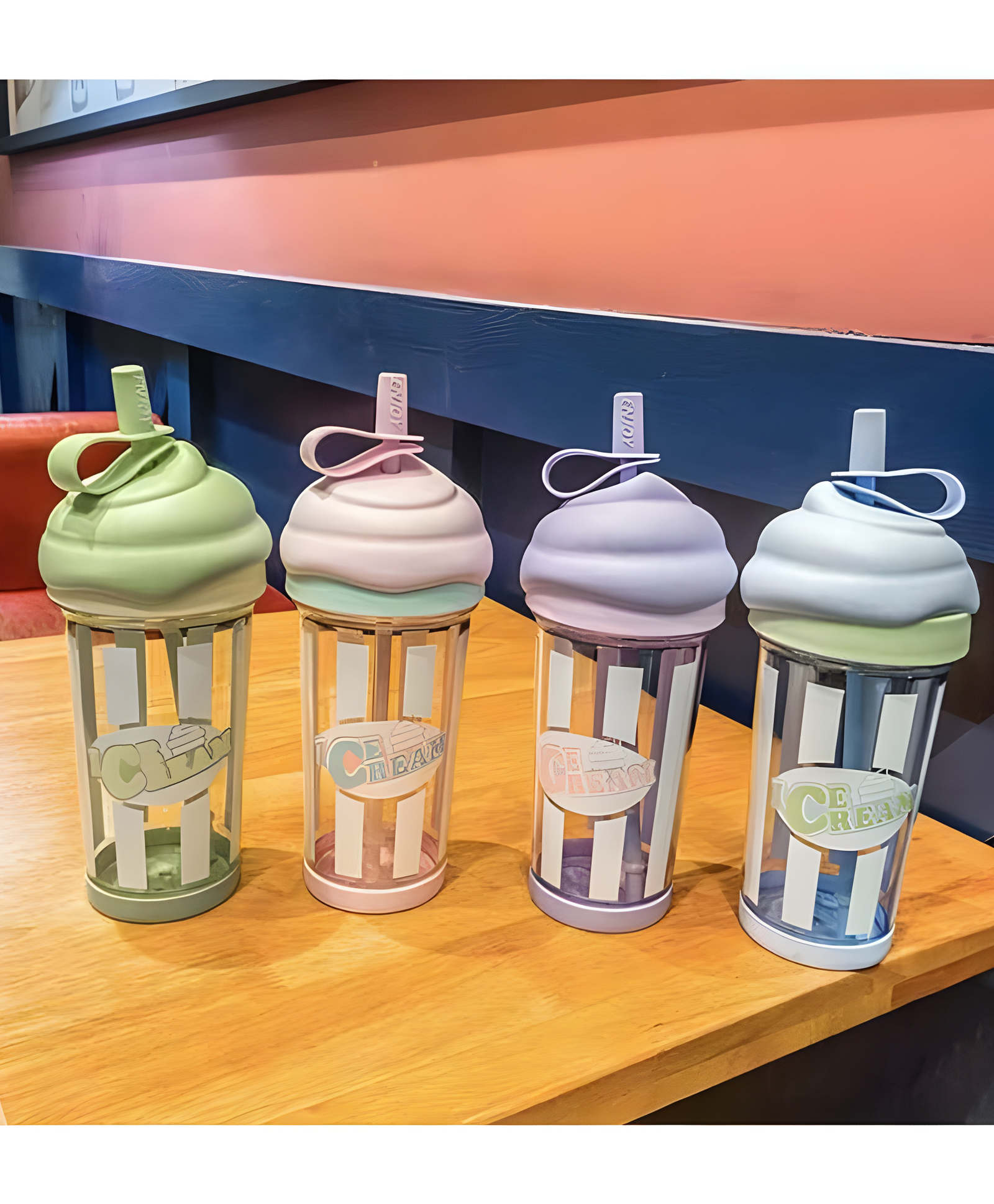 YAMAMA Ice Cream Design Sipper Tumbler with Straw BPA Free Drinking Bottle for Kids And Adults 500 ml  Color May Vary-image-22