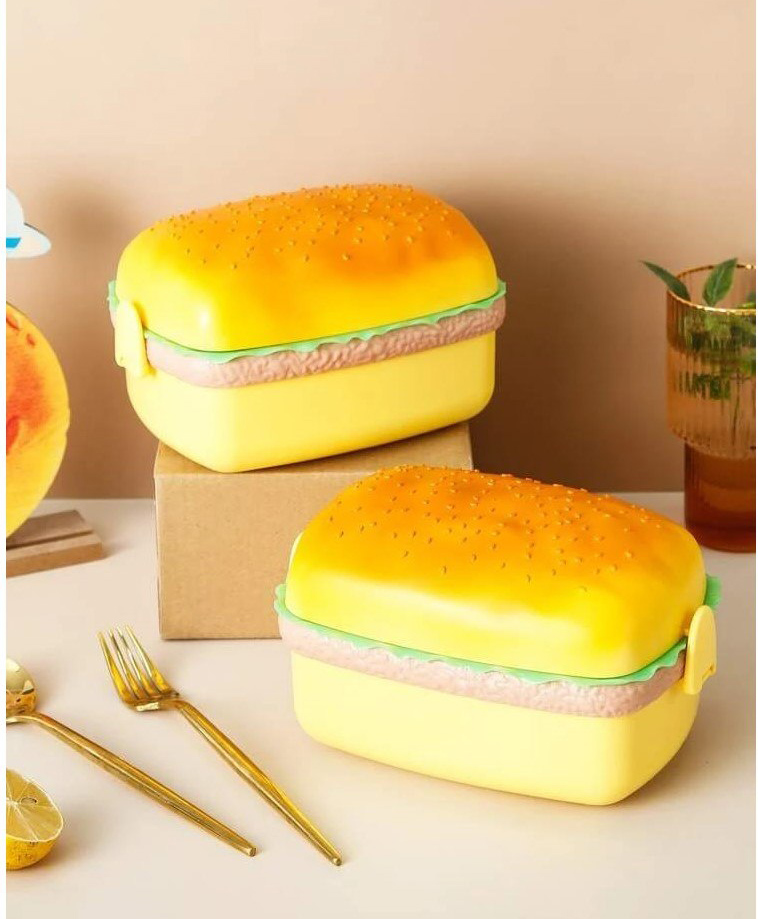 YAMAMA Lunch Box Rectangle Burger Shape Lunch Box For Kids Adults Portable Lunch Box  (Pack of 1  Multicolor)-image-27