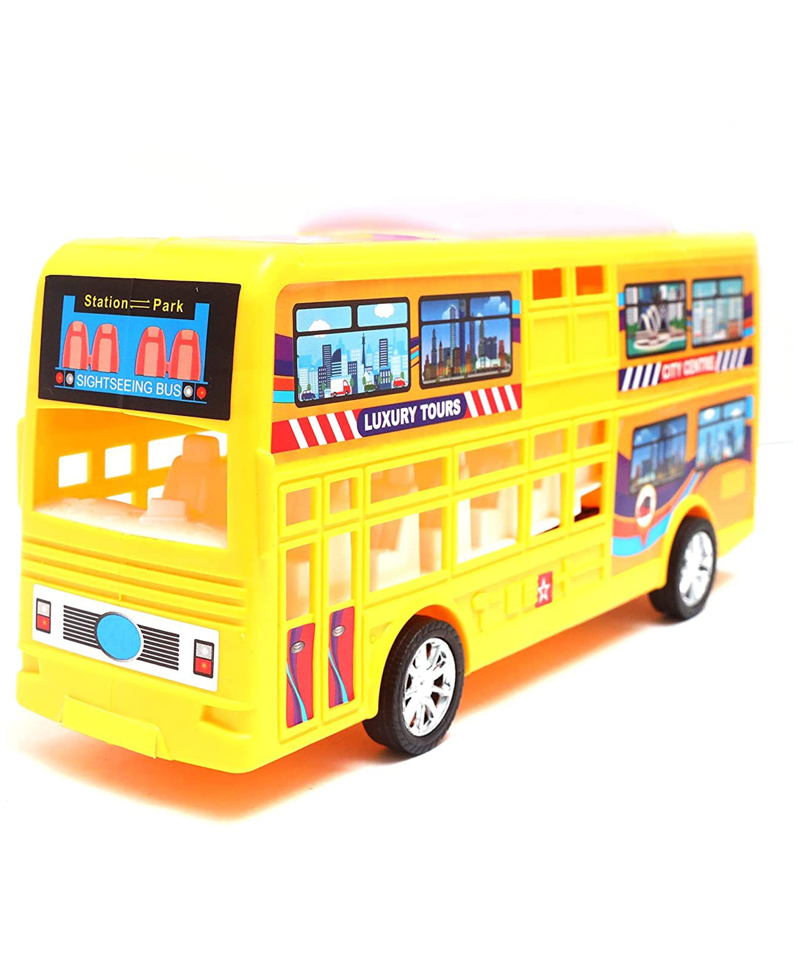 Sanjary Friction powered Double Decker Bus Toys for kids -Color May Vary-image-19