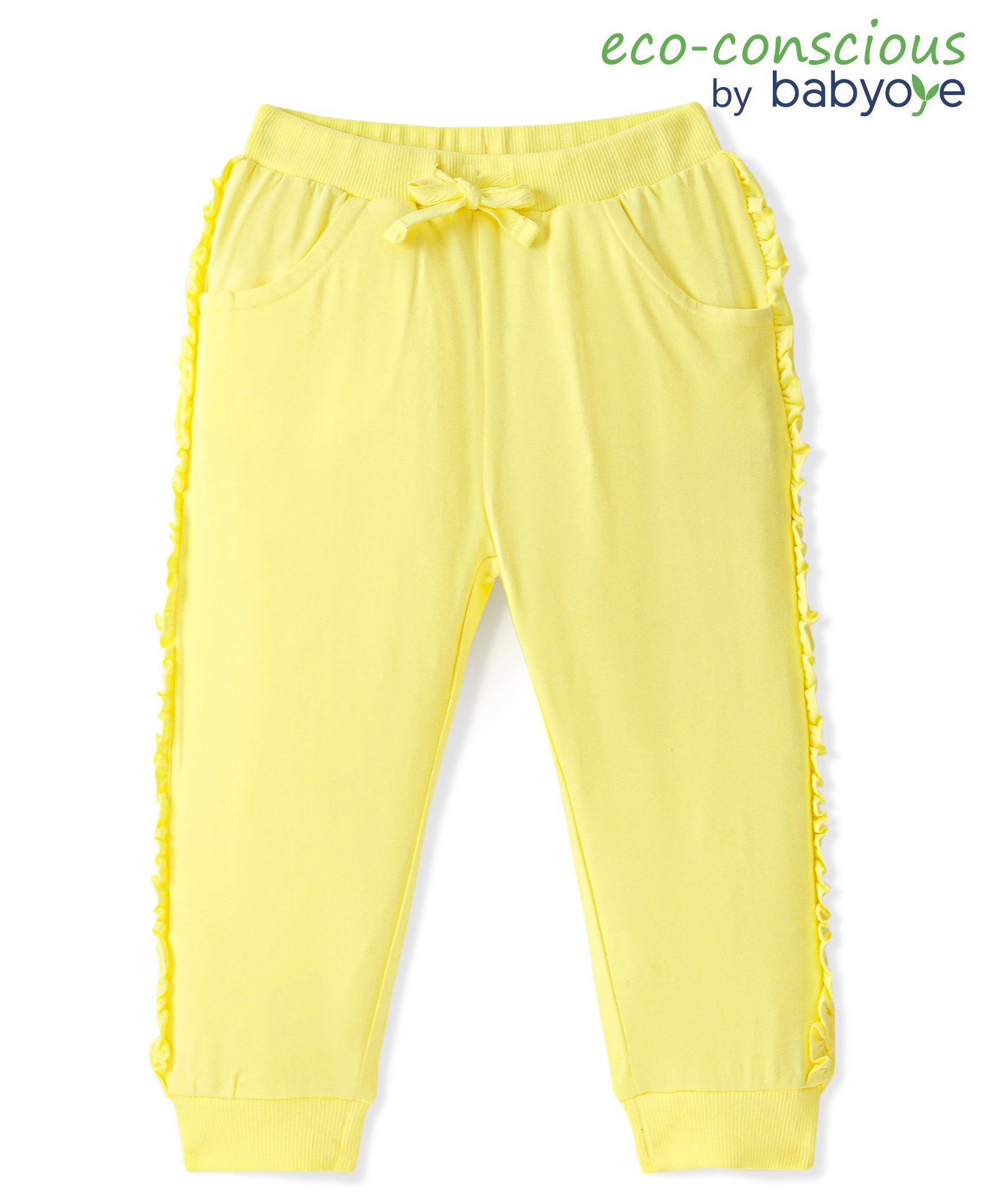 Babyoye Cotton Lycra Full Length Lounge Pants Solid Colour - Yellow-picture-16