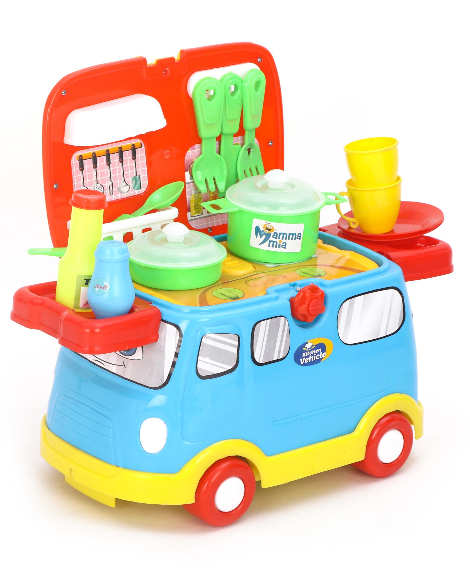 Mamma Mia 2 in 1 Role Play Kitchen Vehicle Set of 21 - Multicolour-picture-21