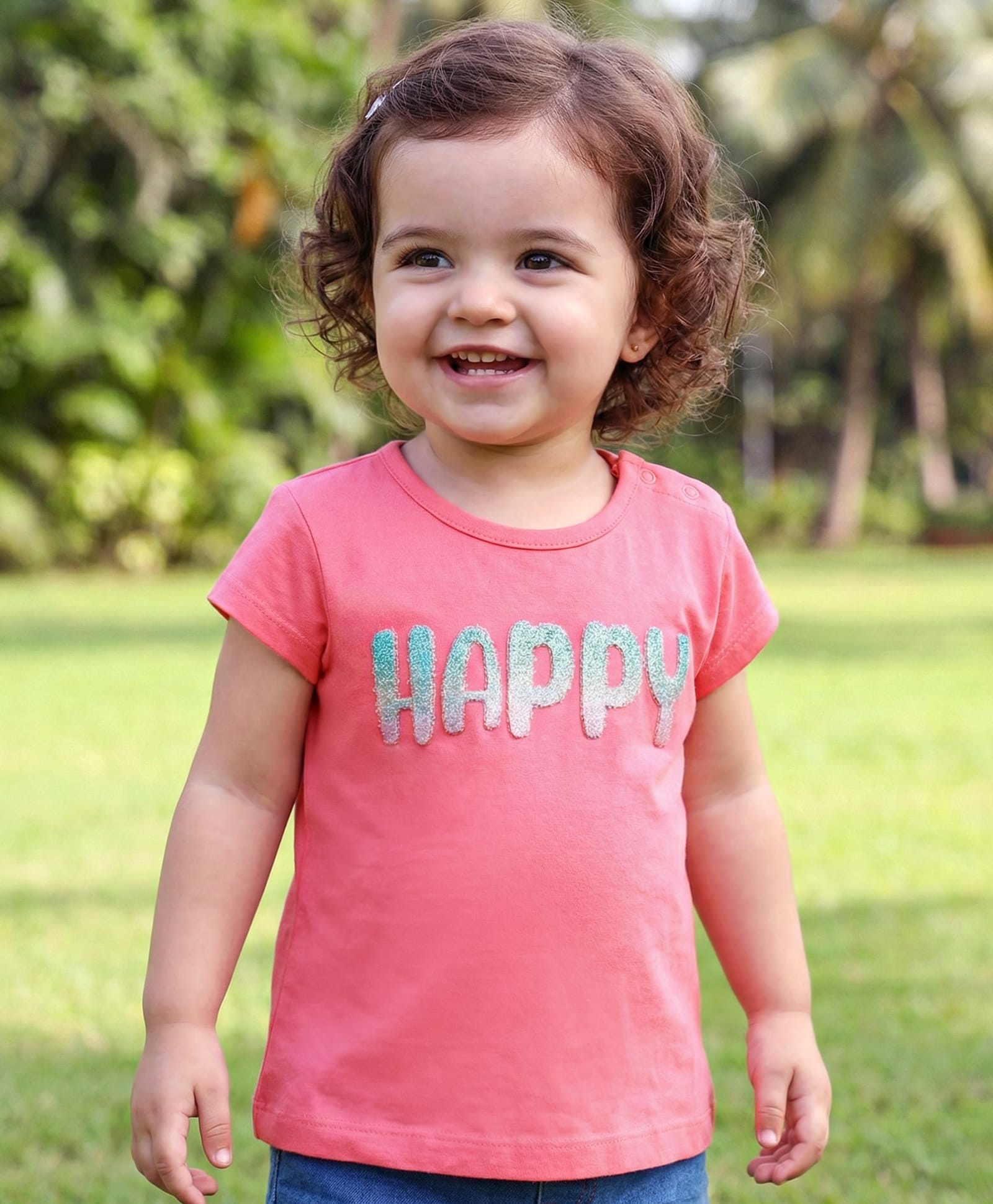 Babyoye Cotton Lycra Knit Cap Sleeves T-Shirt Text Print - Pink-picture-13