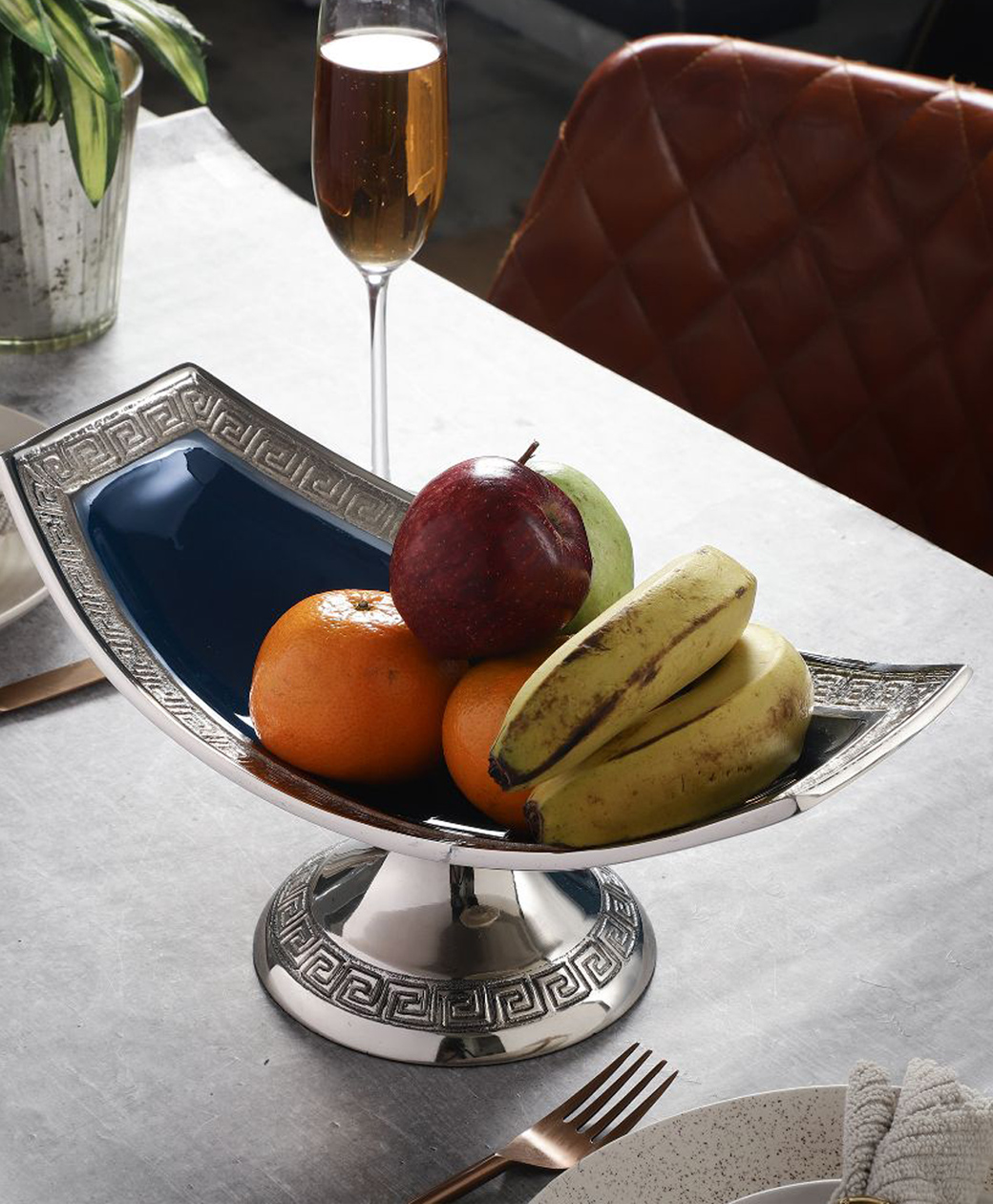 De Maison Decor Versace Design Platter  in Blue Enamle & Gold Finish-image-37
