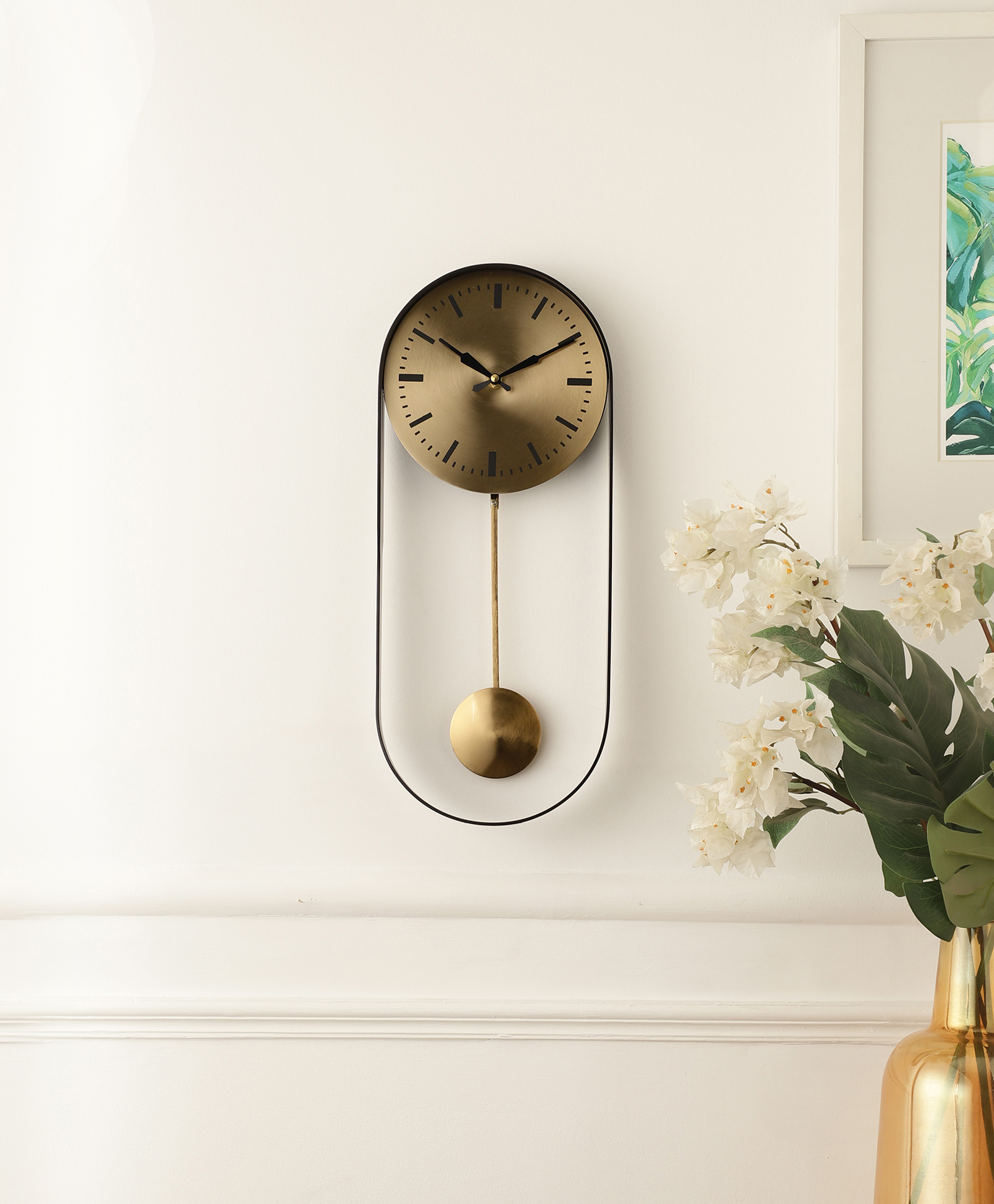 De Maison Décor Noir Pendulum Wall Clock with Black Frame-image-45