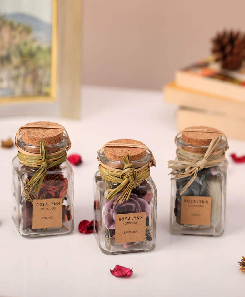 De Maison Decor Lea dried Floral Potpourri Set of 3 (small) lavender, sunset orange, purple-picture-25