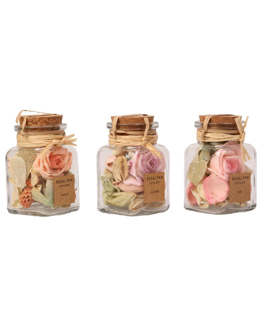 De Maison Decor Lea Dried Floral Pastel Potpourri set of 3 (small)fusia rose, lilac lavender, peach belani-picture-12