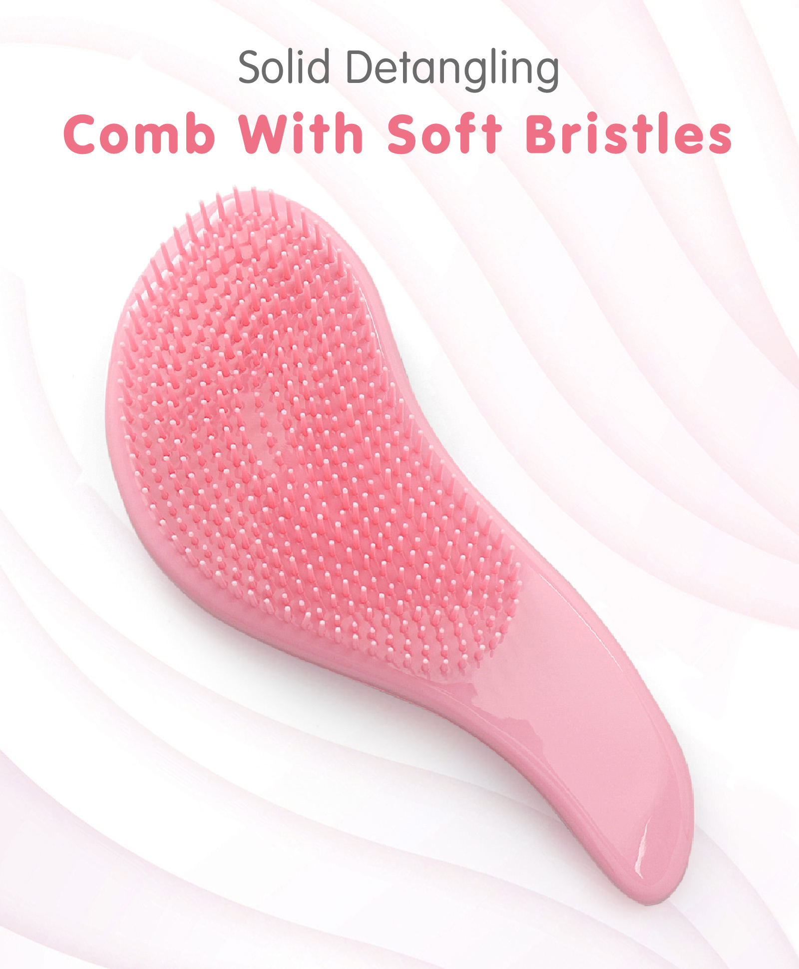 Solid Detangling Comb with Soft Bristles - Pink