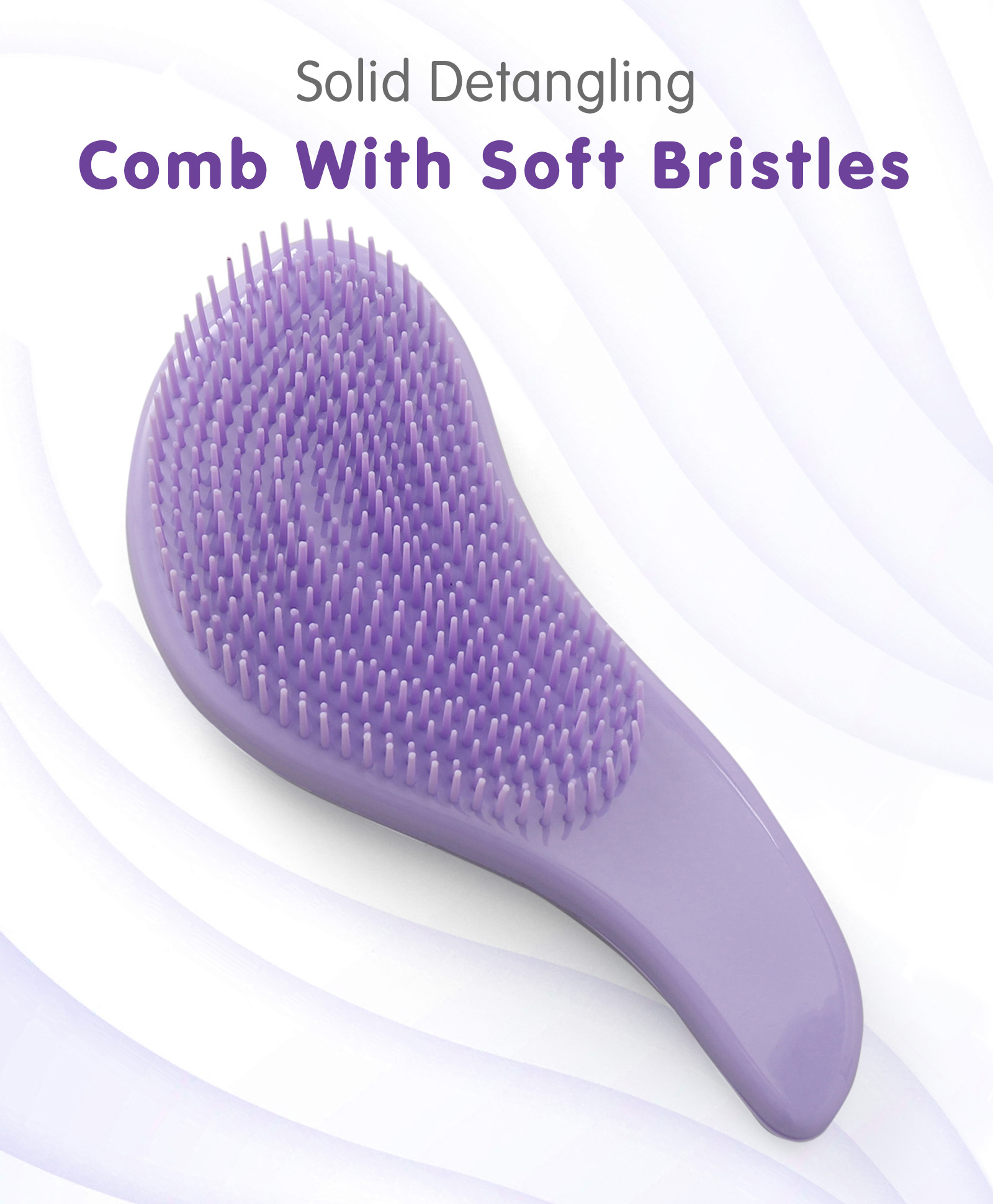 Solid Detangling Comb with Soft Bristles - Purple