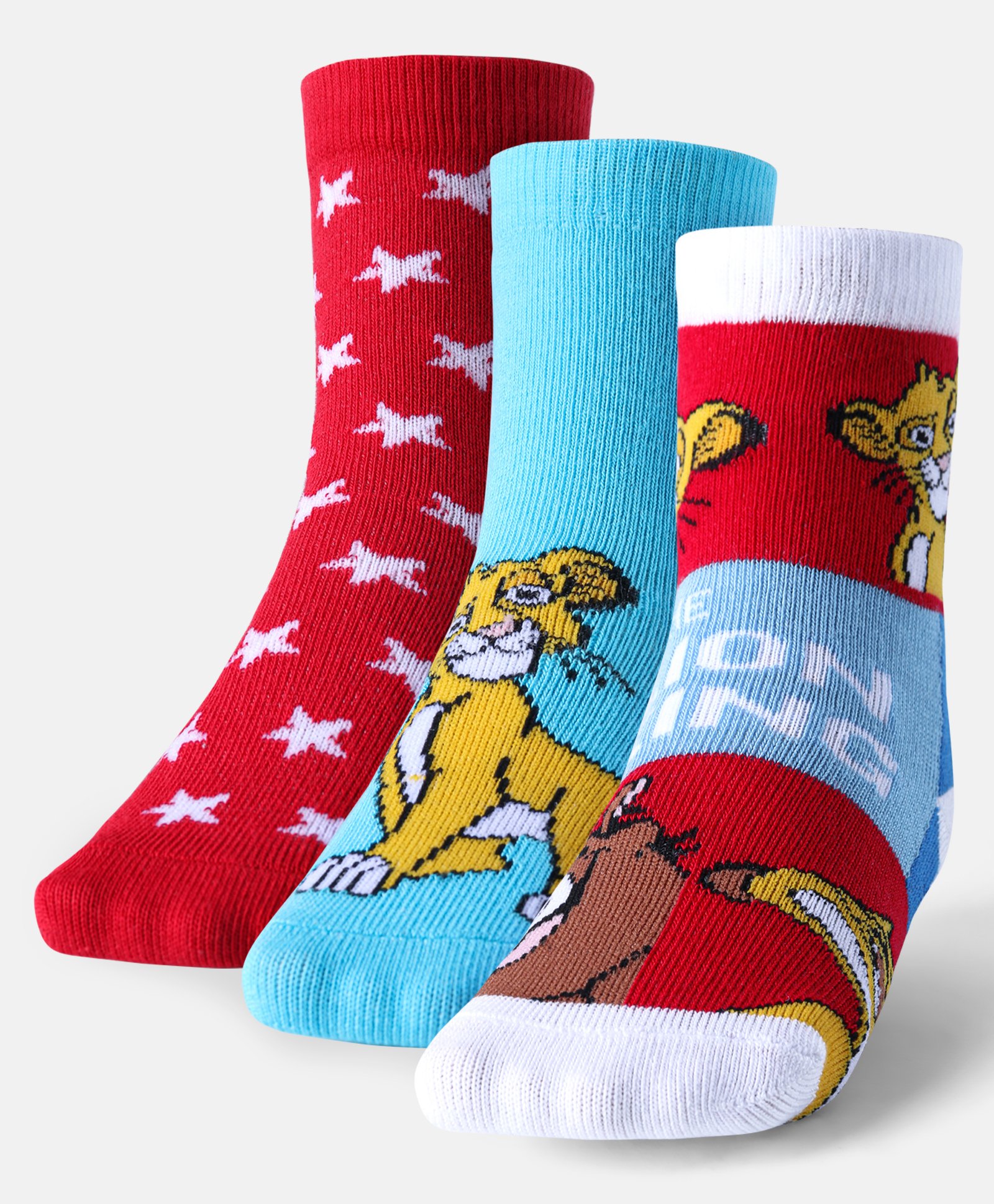 Cute Walk by Babyhug Disney Non Terry Anti-bacterial Socks  Lion King Graphics Pack of 3 - Multicolour-image-13