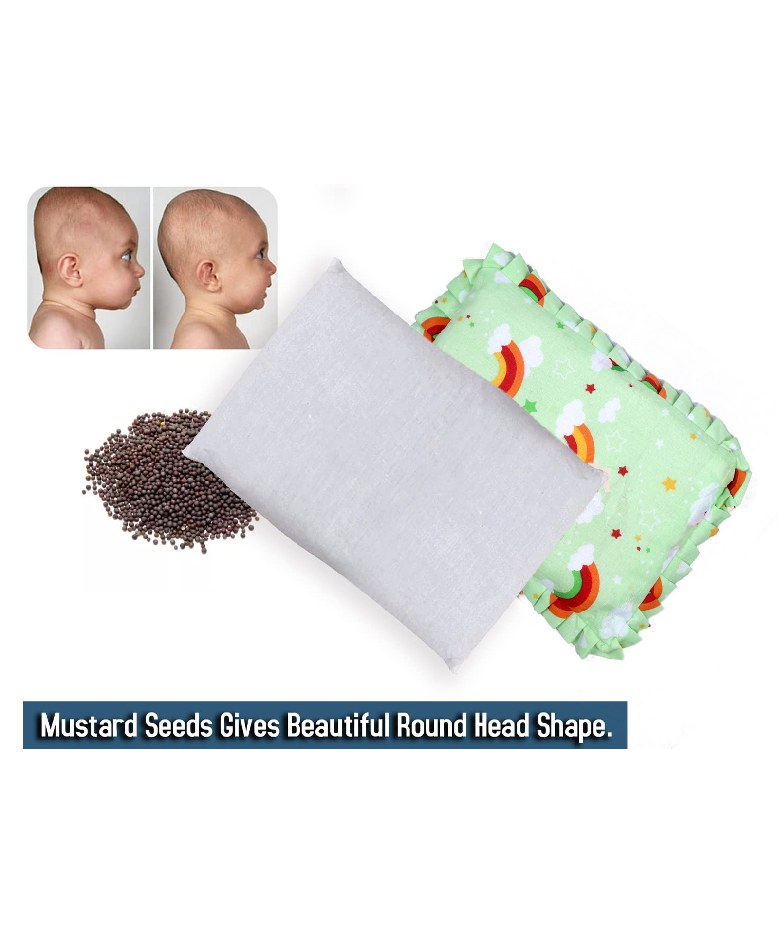 Luvlittle Head Shaping Mustard Seed Rai Pillow With Chain Cover - Colour And Print May Vary-picture-19