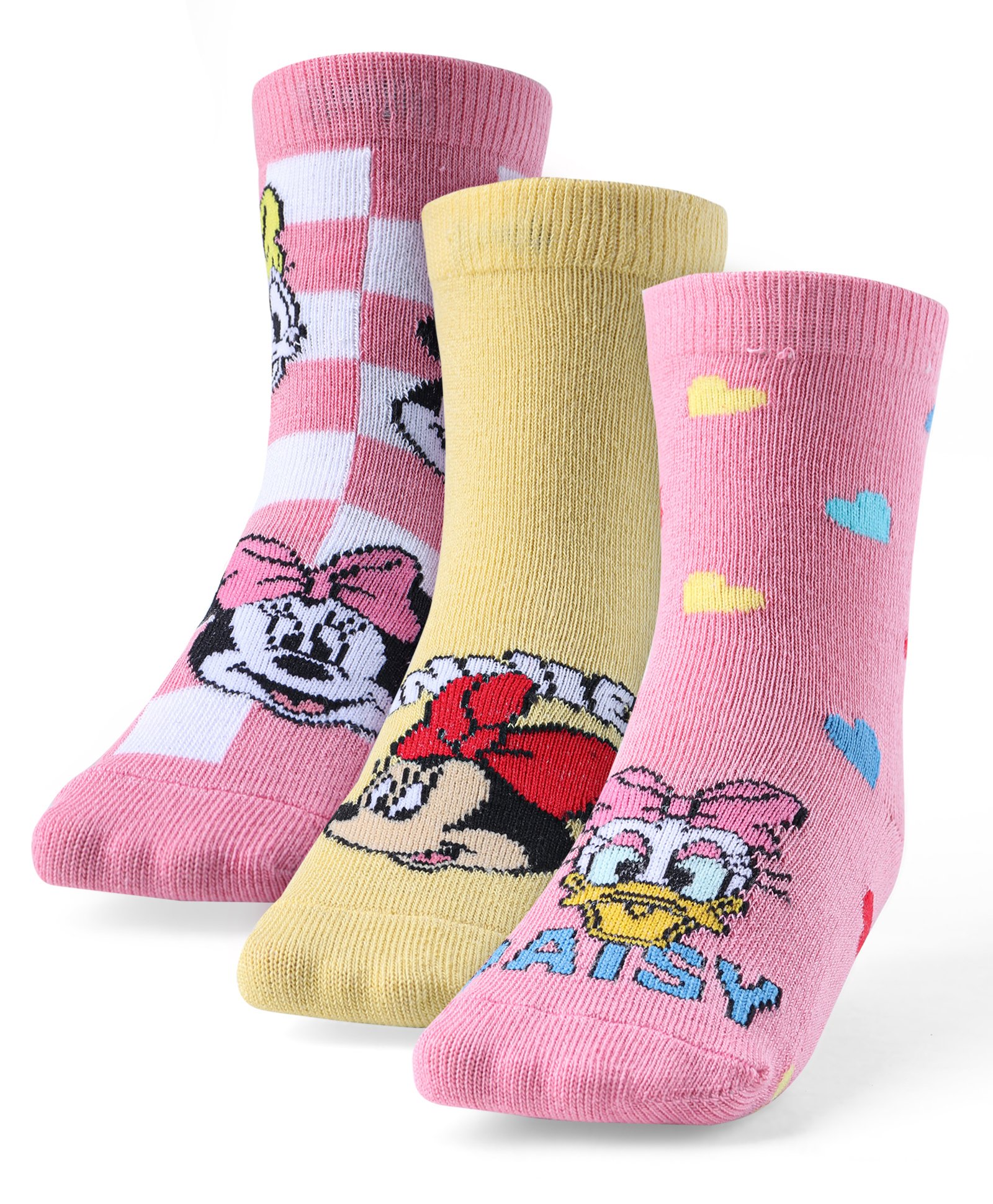 Cute Walk by Babyhug Non Terry Anti Bacterial Ankle Length Socks Minnie Mouse Family Graphics Pack of 3 - Multicolour-image-38