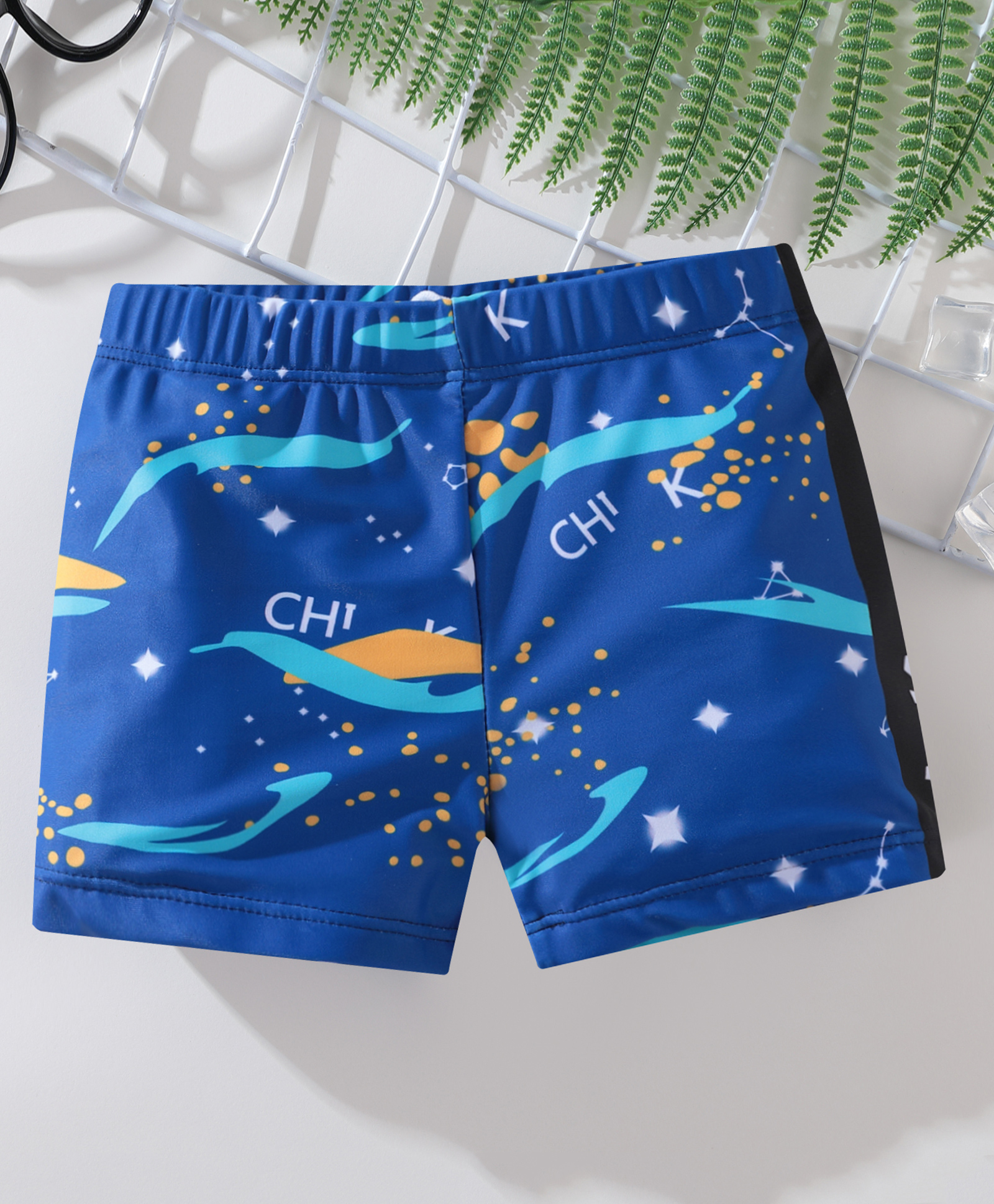 Kookie Kids Swimming Trunk with Text & Star  Print - Navy Blue-image-12