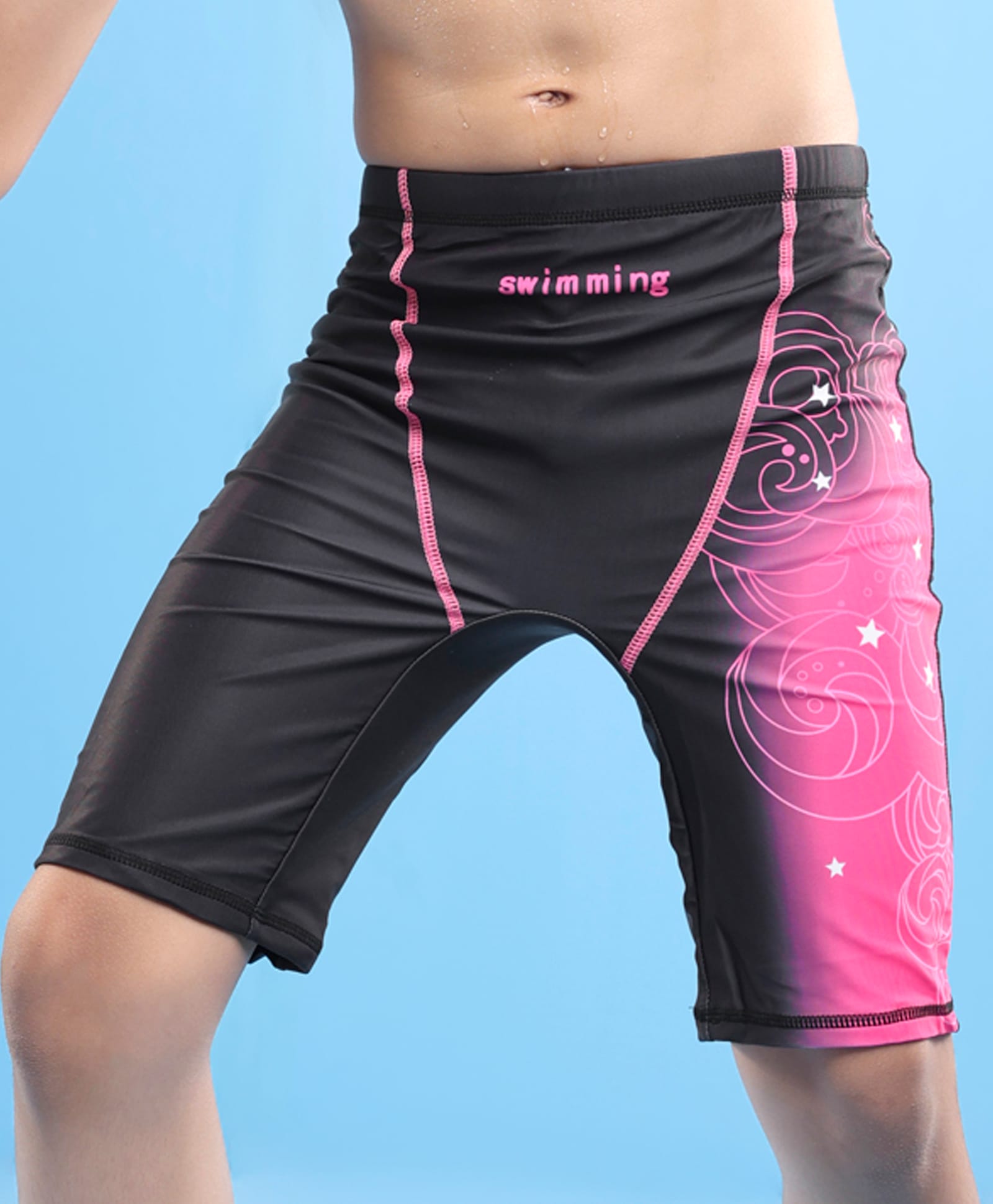 Pine Active Swimming Trunk with Star & Text Print - Pink-image-36