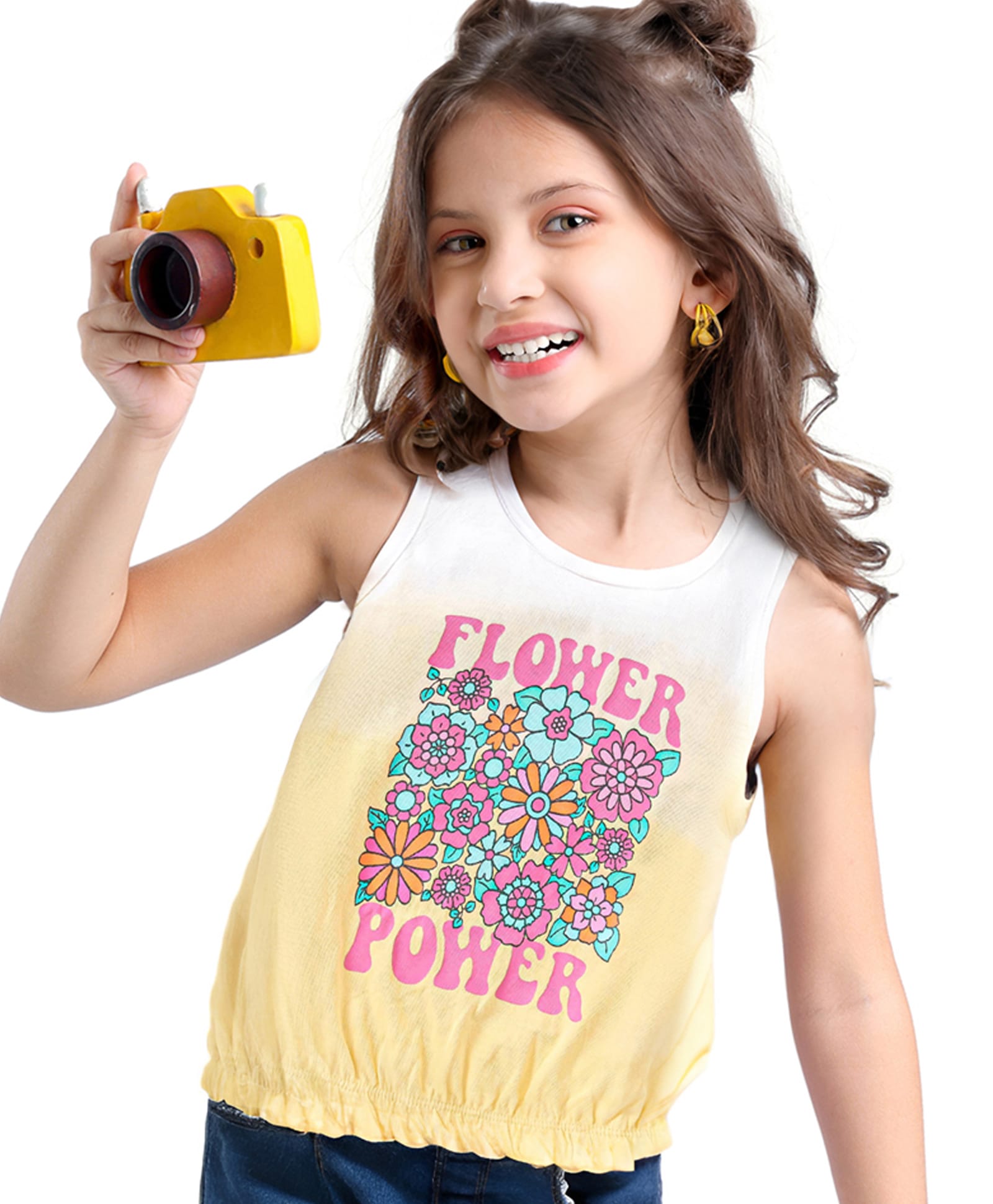 Babyhug Cotton Knit Sleeveless Floral Printed Top with Ribbed Hem - White & Peach-image-10
