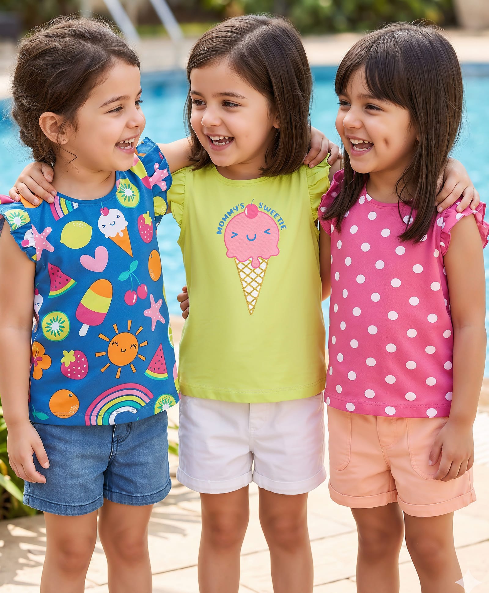 Babyhug 100% Cotton Knit Frill Sleeves  Polka Dot Print Top Pack of 3 - Multicolour-picture-11