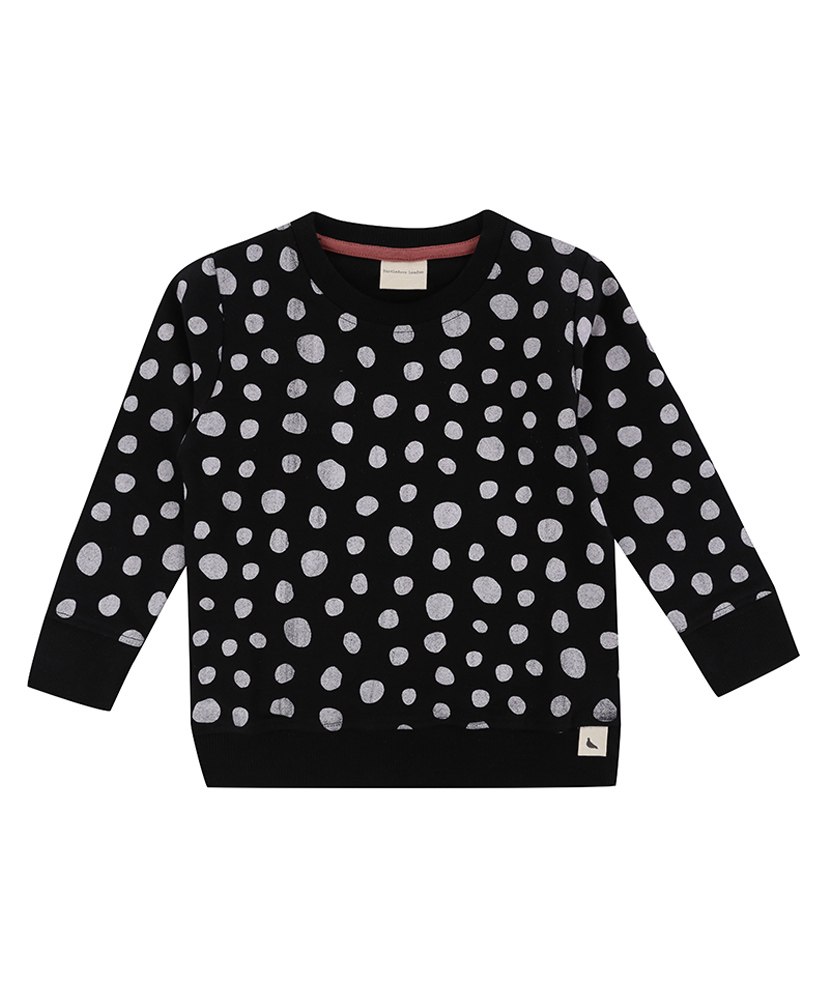 Turtledove London Organic Cotton Knit Full Sleeves Sweatshirt Polka Dot Print - Black-image-44