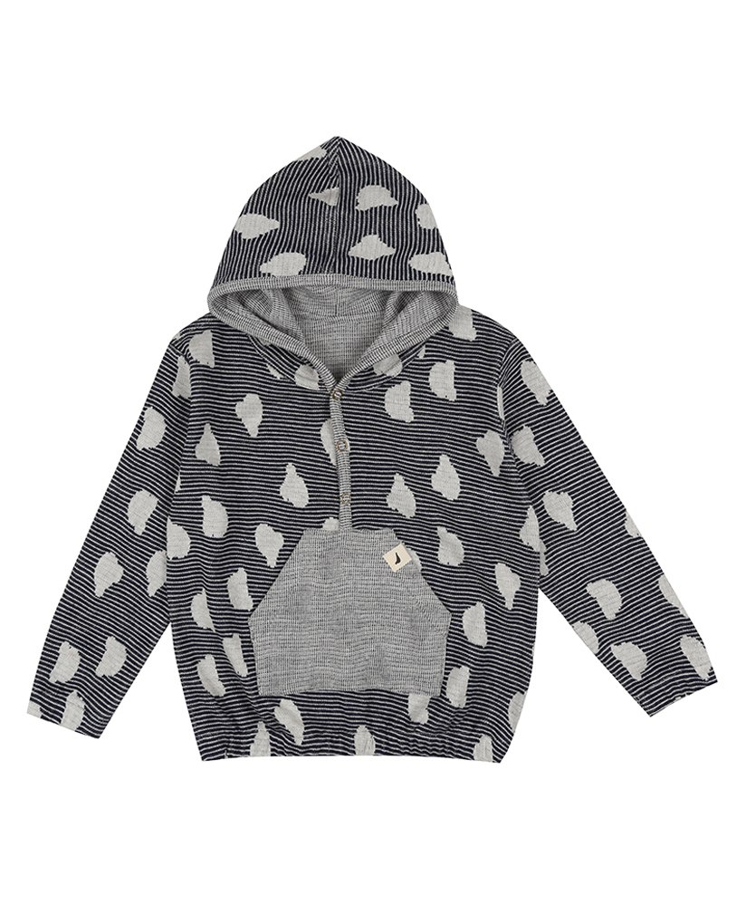 Turtledove London Organic Cotton Knit Full Sleeves Reversible Hooded Sweatshirt Abstract Print - Black-picture-19