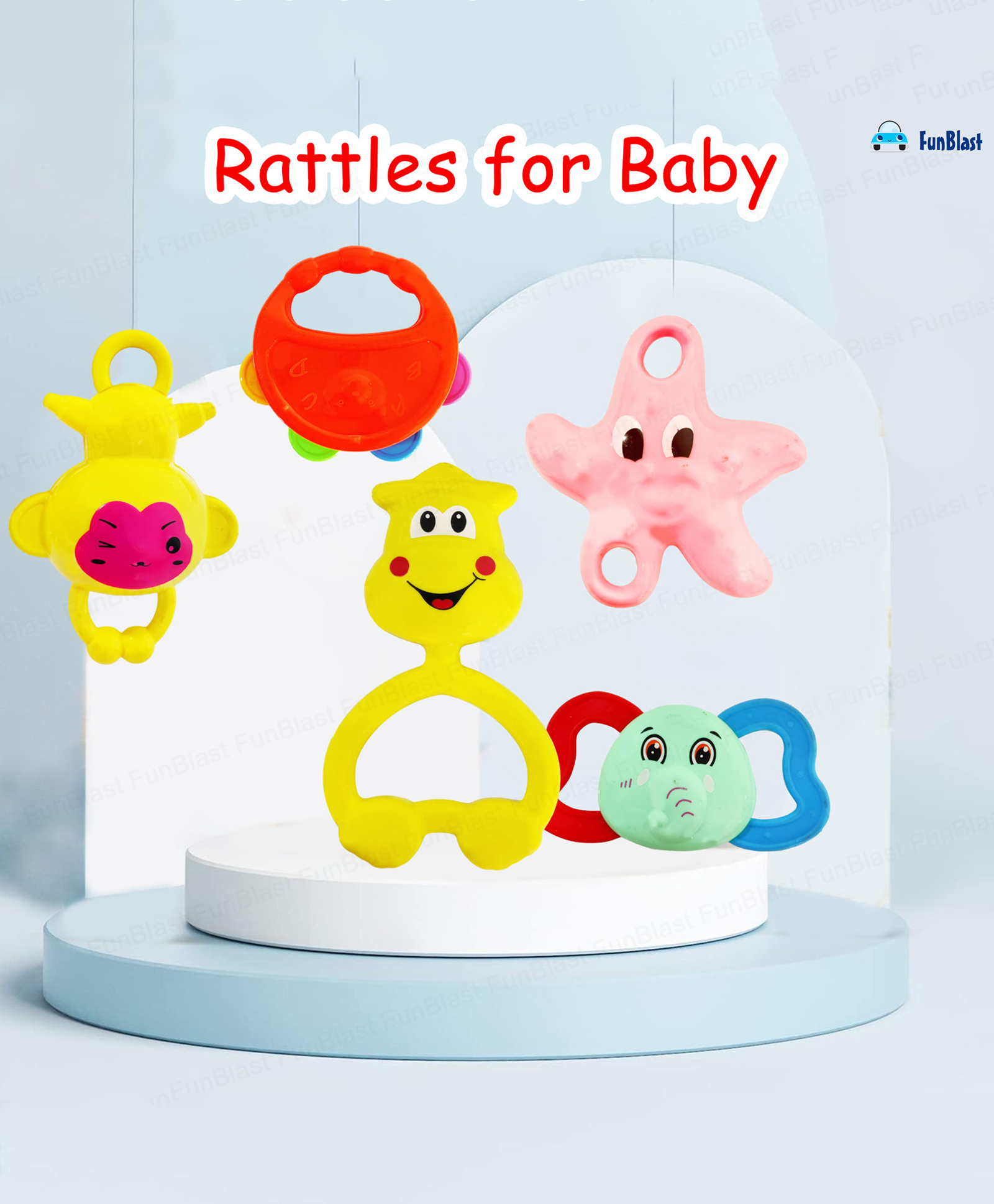 FunBlast Colourful Attractive Sound Rattles for Babies5 Pcs Assorted Design-image-23