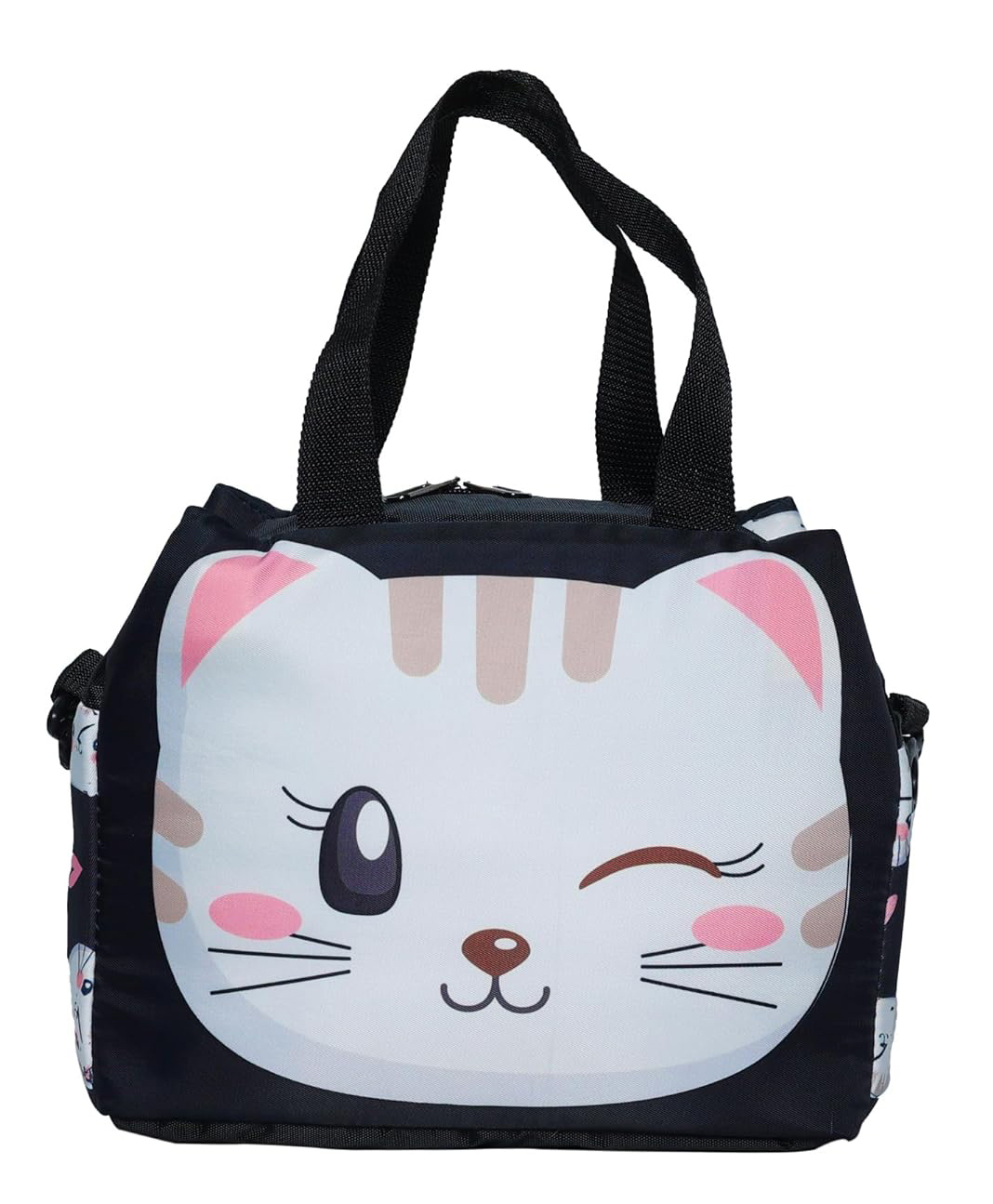 Echo Boomers Kitty design Printed Double Layer Insulated Tiffin Lunch Bag with Multi Zipper Pockets - Pack of 1-image-12